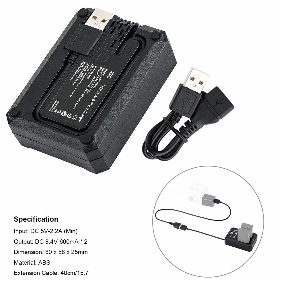 JJC Podwójna ładowarka USB do Olympus OM-D E-M1X, E-M1 Mark II, E-M1 Mark III itp. Kamery do baterii Olympus BLH-1
