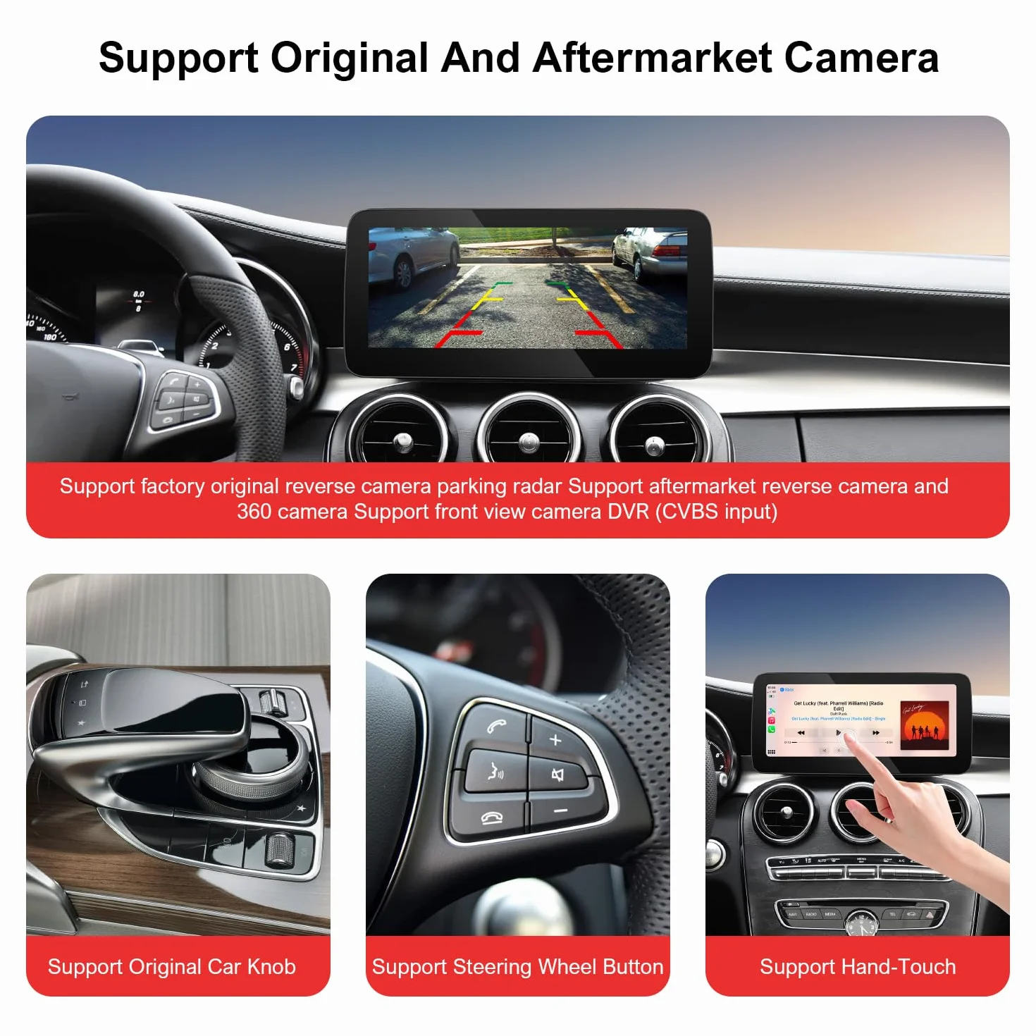 10,25" bezprzewodowy ekran dotykowy CarPlay i Android do samochodów Mercedes-Benz A/B/GLA/CLA/G klasy (W176/W117/C117/W246/W463/X156) 2015-2019, kompatybilny z systemem NTG 5.0/5.1/5.2