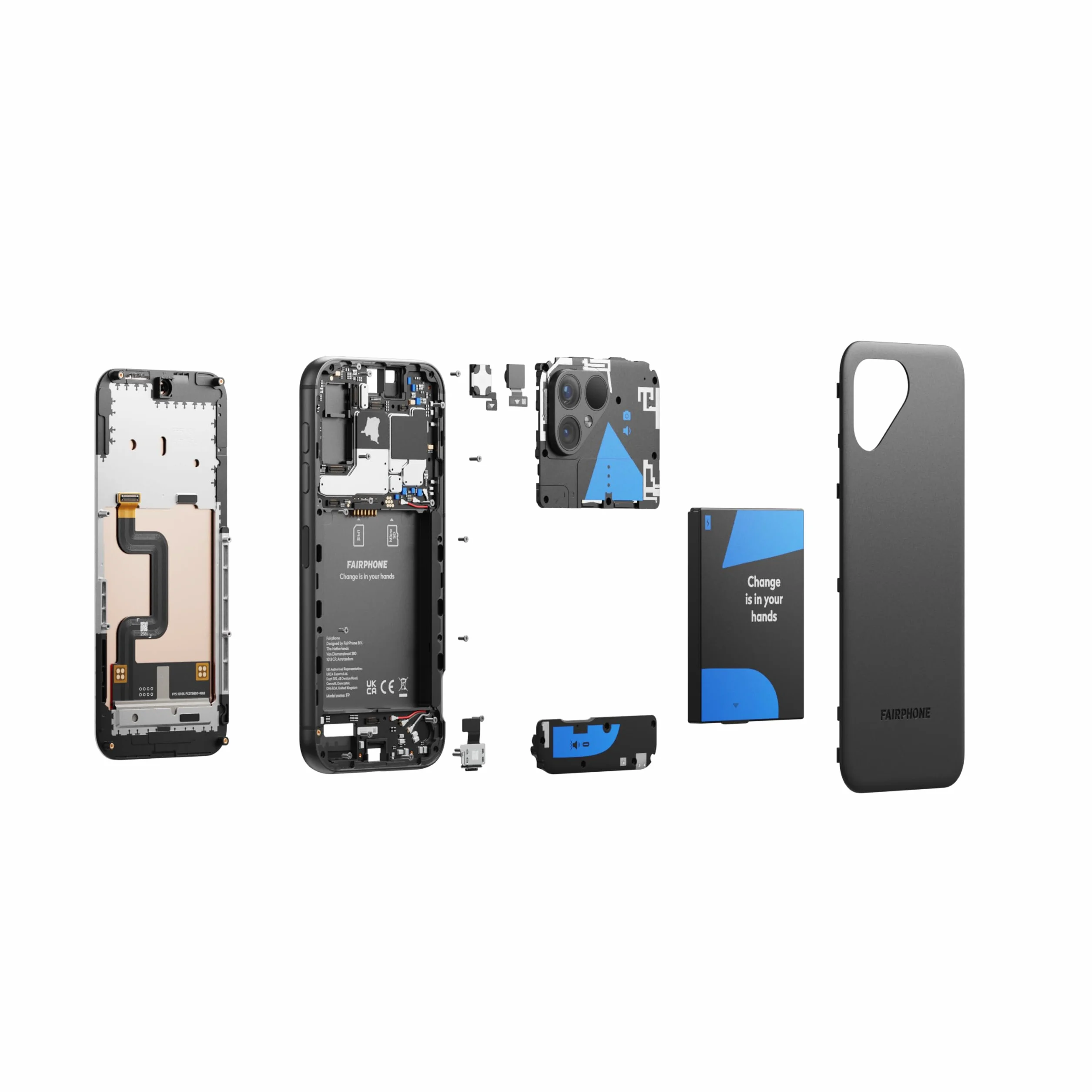 Smartfon Fairphone 5 5G Sustainable (wyświetlacz 6,46”, podwójny aparat 50 MP, 8 GB/256 GB, 4200 mAh, Android 14) ze śrubokrętem, czarny matowy