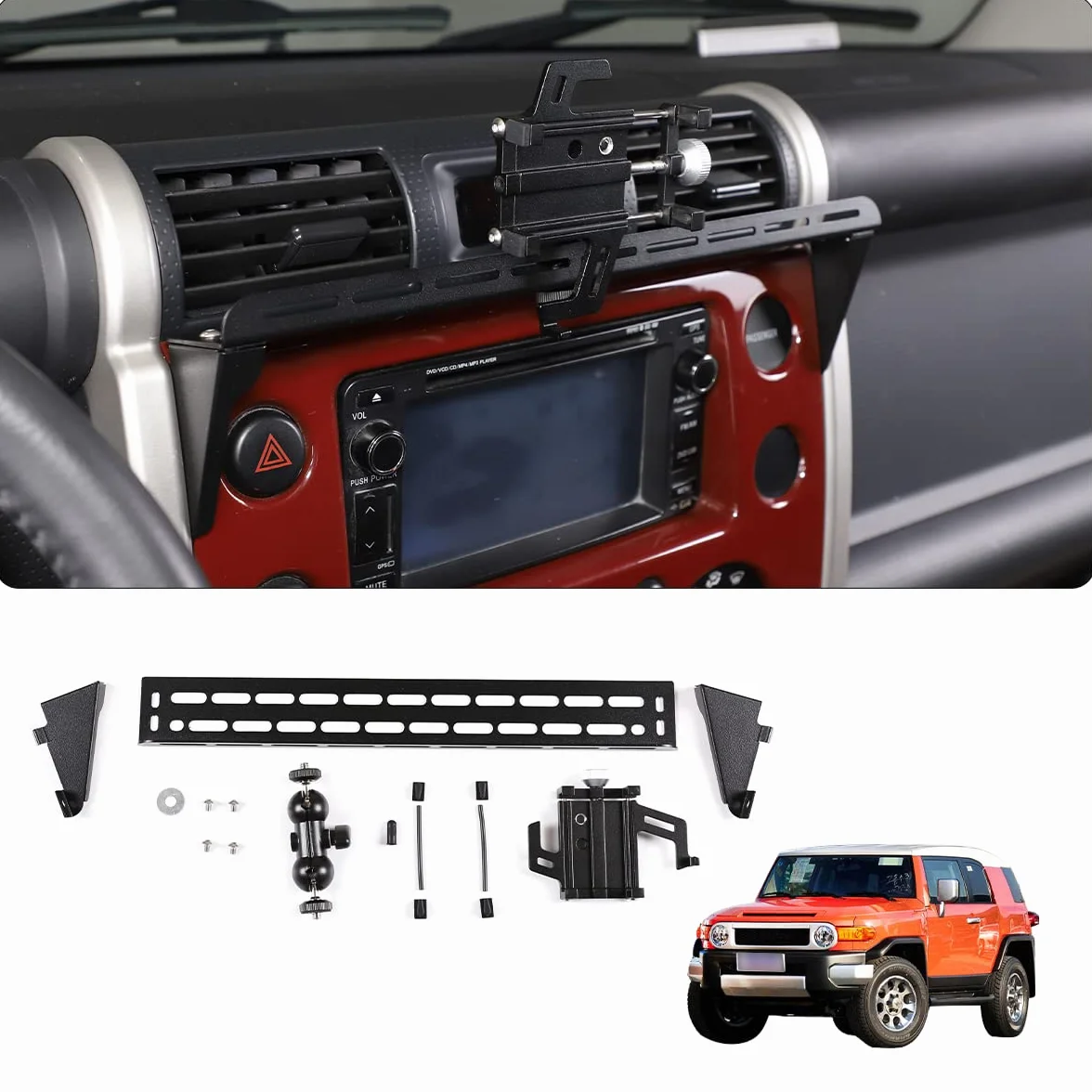 Pasuje do Toyota FJ Cruiser 2007-2021, wielofunkcyjny samochodowy uchwyt na telefon, deska rozdzielcza, uchwyt na telefon komórkowy, do samochodu, deski rozdzielczej, stojak na telefon komórkowy, uchwyt na deskę rozdzielczą, stojak na telefon komórkowy