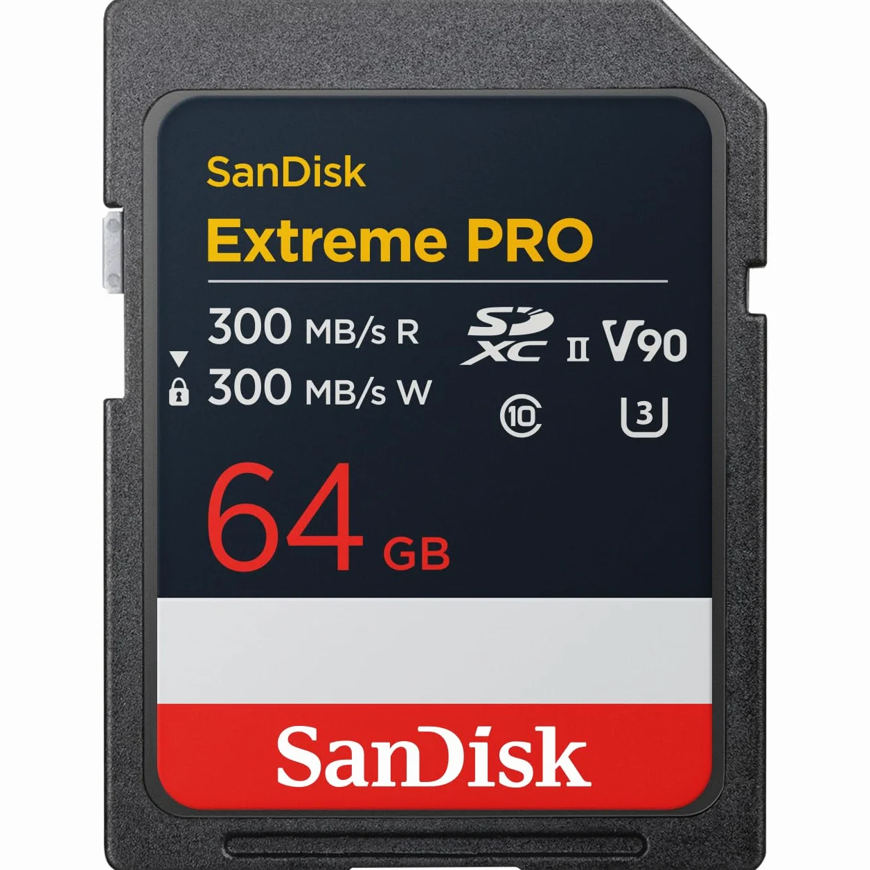 SanDisk Extreme PRO 64 GB SDXC Karta, UHS-II Karta, prędkość odczytu do 300 MB/s, prędkość zapisu do 300 MB/s, V90, Jej profesjonalna wydajność umożliwia nagrywanie wideo w kinowej jakości 8K