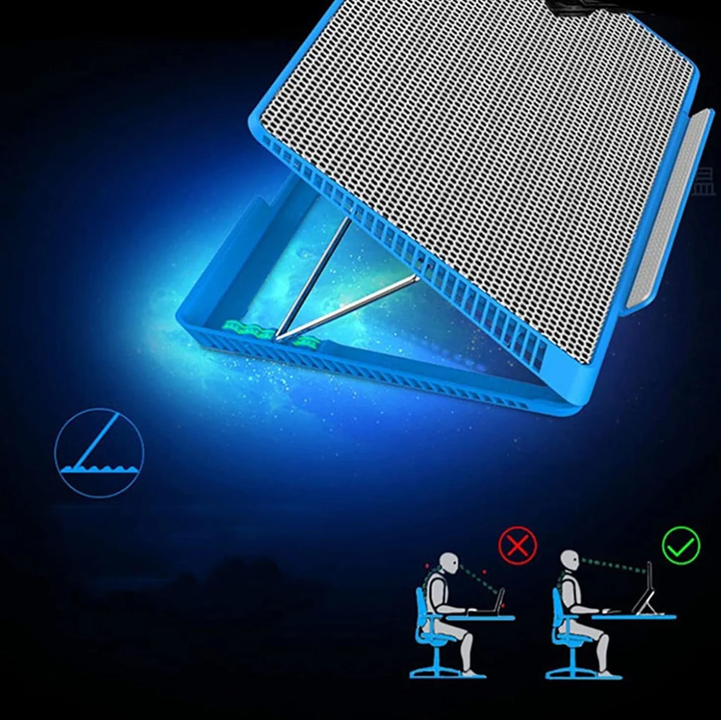 Chłodziarka Laptopa Chłodziarka Do Laptopa Chłodnica USB Podstawa Notebooka Regulowana Podkładka Chłodząca Z 6 Wentylatorami Aluminiowy Stojak Na Podstawkę Chłodzącą Stojak(Black)