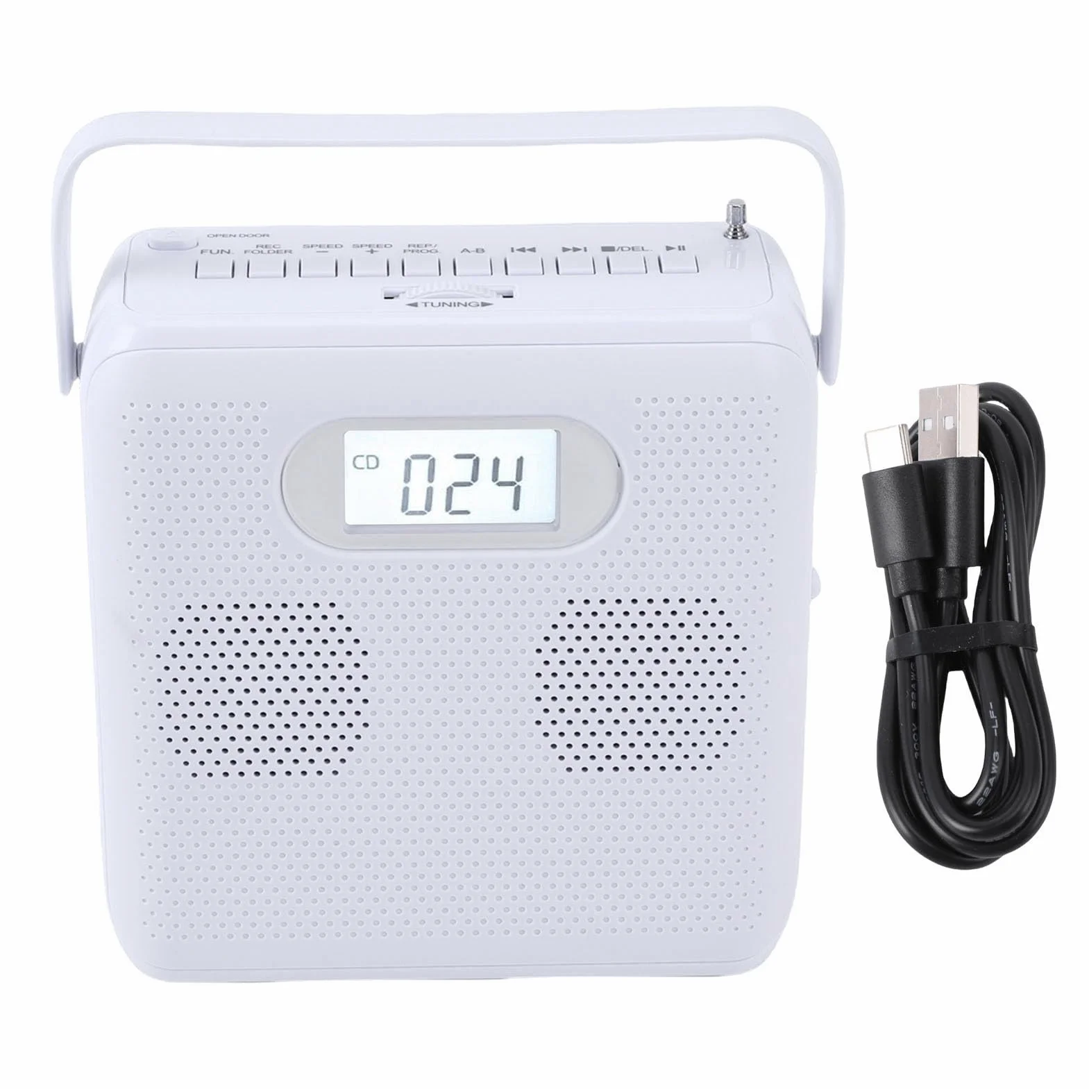 Sxhlseller Przenośny Odtwarzacz CD z Nadajnikiem Bluetooth i FM, Podwójne Głośniki HiFi, Zasilanie USB, Kompaktowy Uchwyt dla Kolekcjonerów Płyt CD, Właściciele Starych Samochodów,