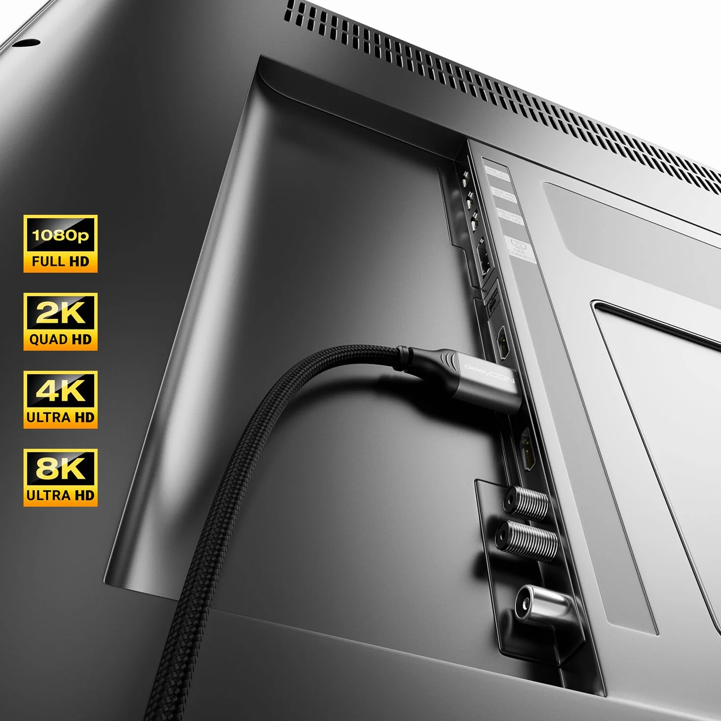 deleyCON 3,0m 8K HDMI 2.1 Kabel (48G, ULTRA Highspeed) 8K@60Hz 4K@120Hz 2K@144Hz/165Hz EARC HDCP 2.3/2.2 - Kompatybilny z DTS:X Dynamiczny HDR Dolby Atmos TV PS5 Xbox Soundbar Monitor