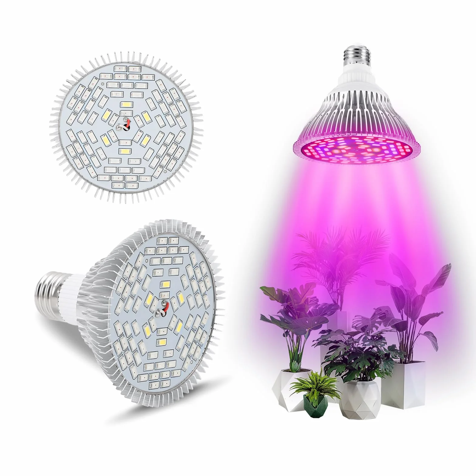 Fdit LED 50 W, E27, pełne spektrum, światło do uprawy roślin wewnętrznych, lampy do uprawy roślin, do ogrodu, szklarni, roślin pokojowych, sadzonek, warzyw, kwiatów i hydroponiki