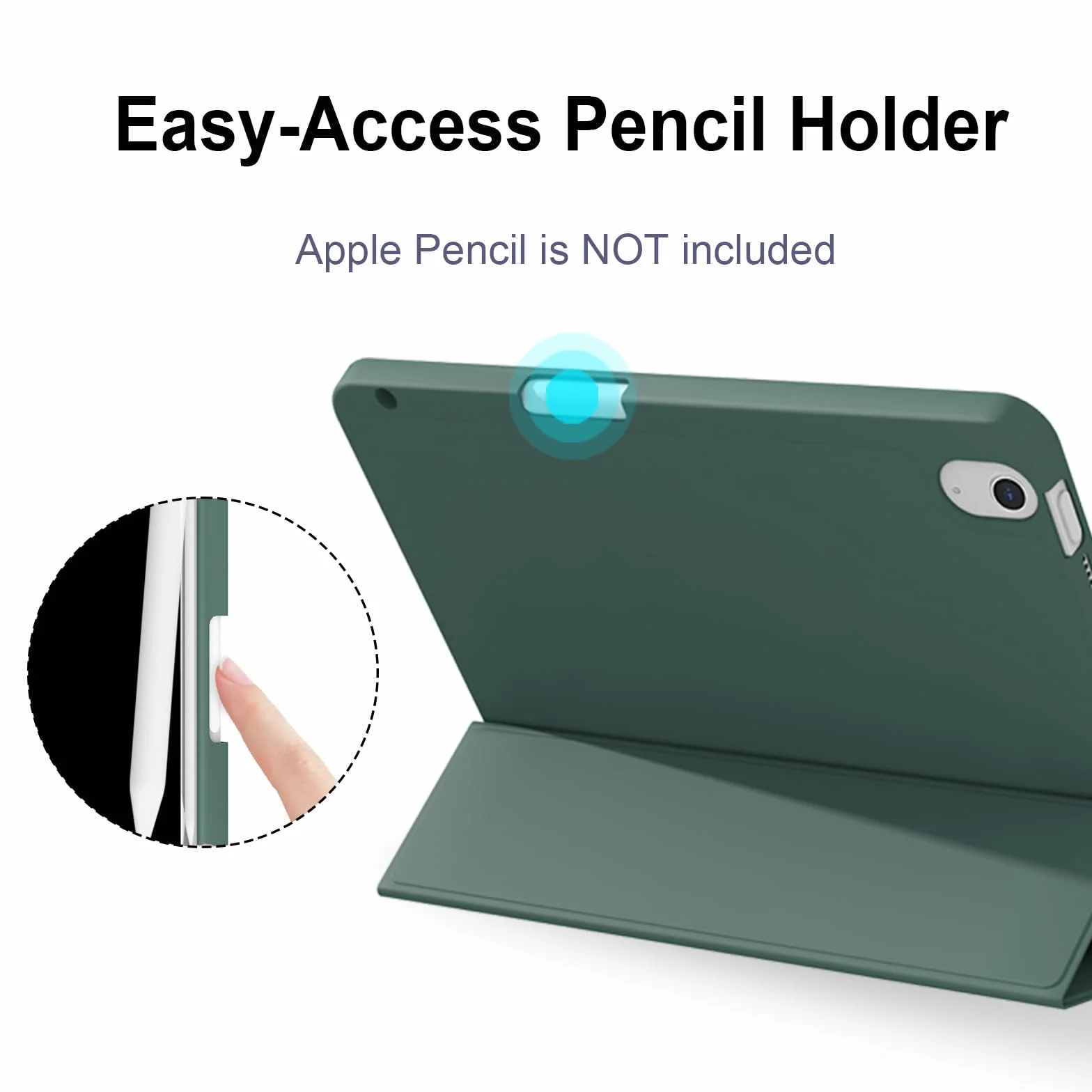 Etui do iPad Air 11 cali M4/M3/M2 (2026/2025/2024) oraz iPad Air 5./4. gen. 10,9 cala (2022/2020), miękki tył TPU, automatyczne budzenie/usypianie, z uchwytem na rysik, Ciemnozielony