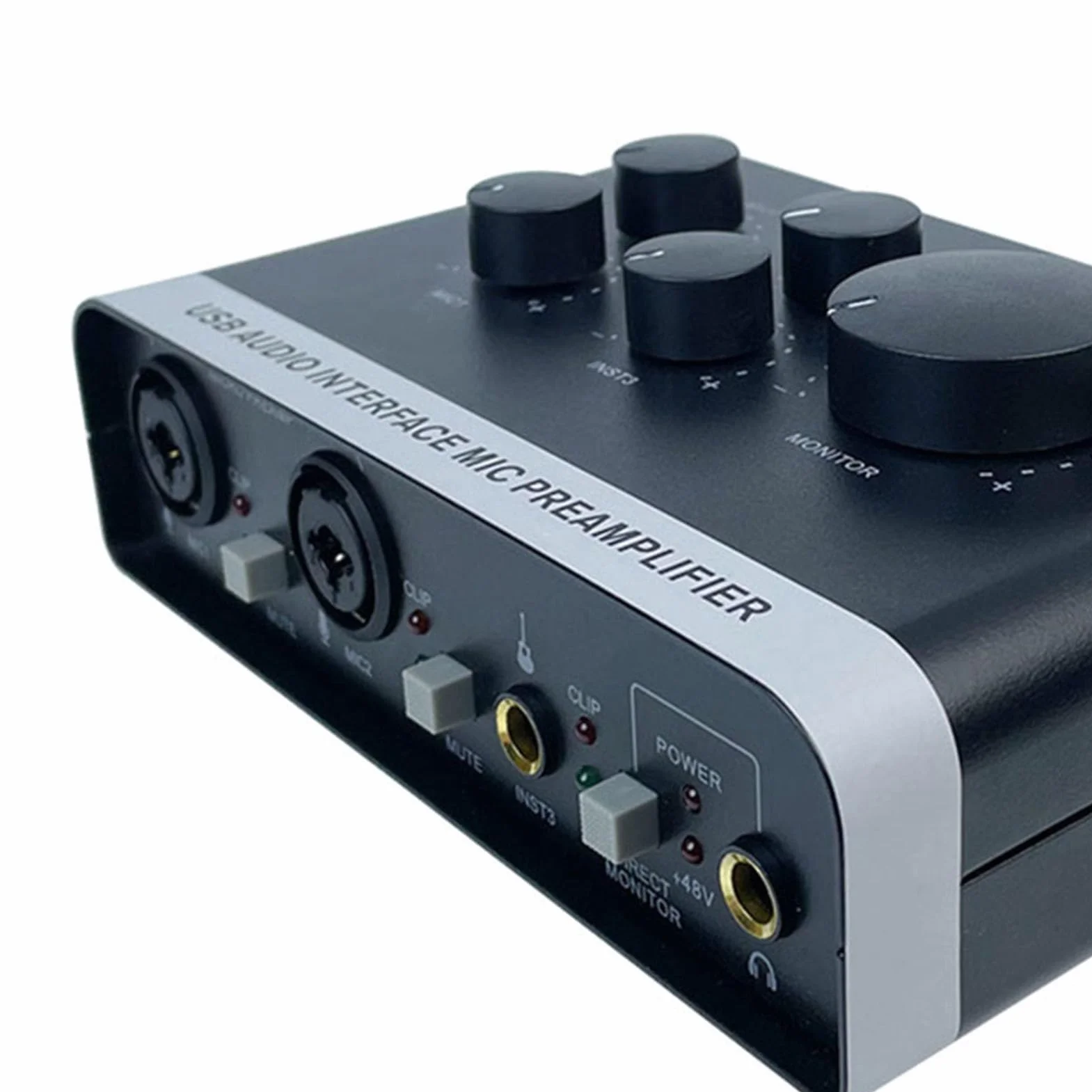 Interfejs Dźwiękowy USB z 48vPower, Profesjonalny Przedwzmacniacz Miksera Dźwiękowego, XLR i 1/4 Cala na PC i Podcasting