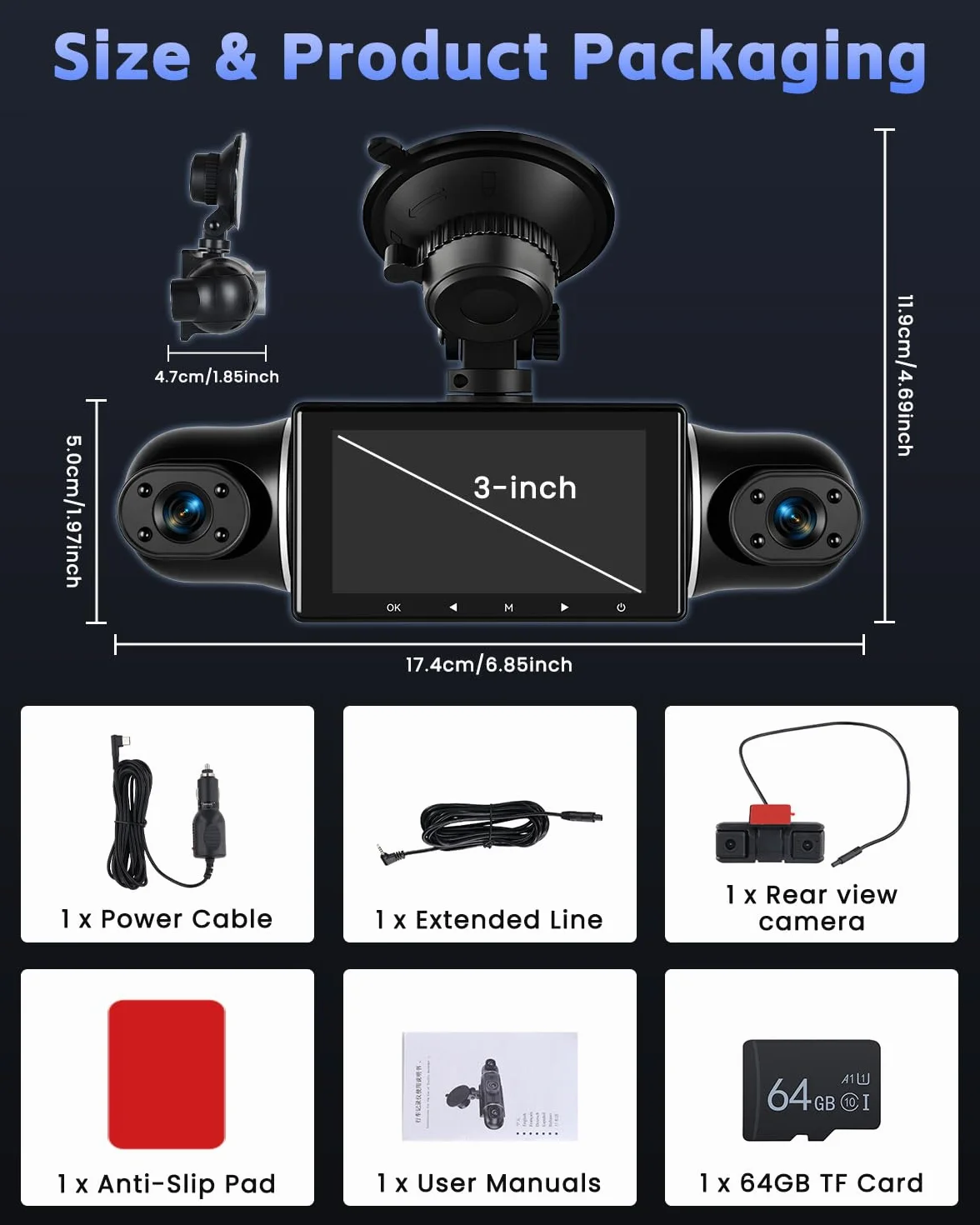 Kamera samochodowa 2K z 5 kamerami, Wi-Fi, noktowizor, nagrywanie 360°, nagrywanie w pętli, monitorowanie parkowania, nagrywanie wypadków, czujnik G, sterowanie aplikacją, noktowizor, kamera samochodo