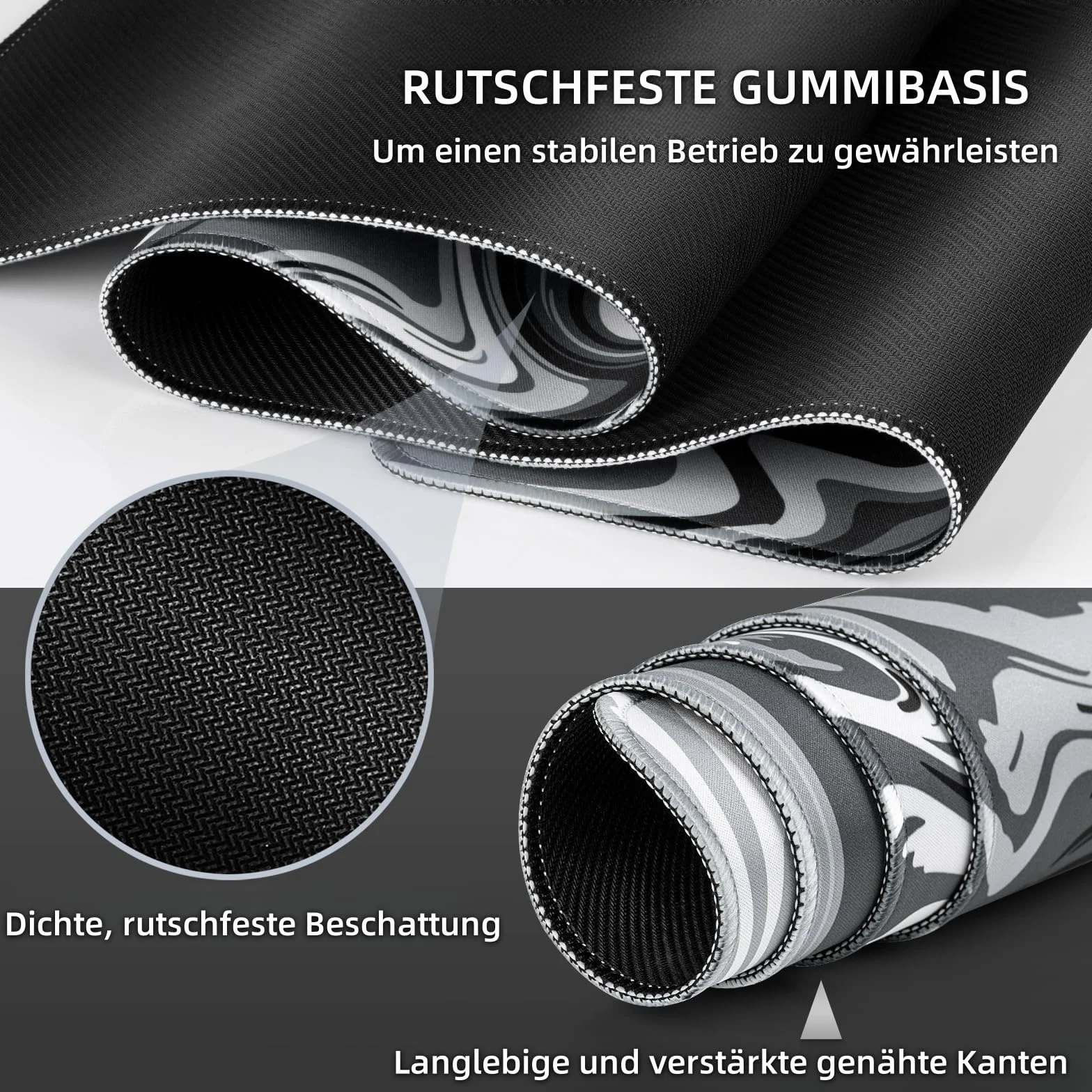 duża podkładka pod mysz do gier XXL, 900x400 mm podkładka pod mysz antypoślizgowa, podkładka pod mysz z obszytymi krawędziami, na PC, MacBook, laptop Poprawia precyzję i szybkość,szary