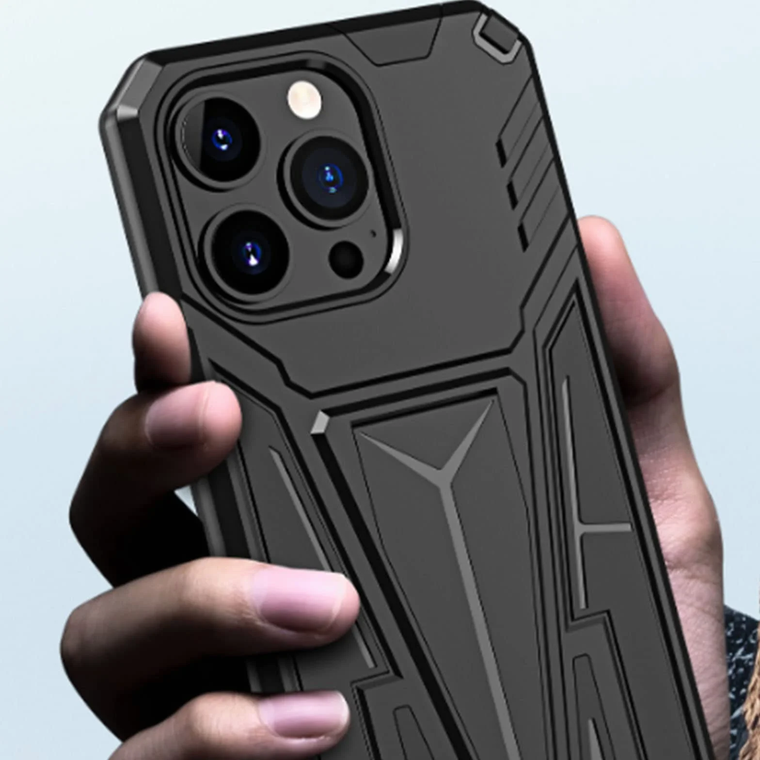 Etui do iPhone 13 Pro Max/13 Pro/13/13 mini, odporne na wstrząsy twardy tylny zderzak silikonowy pokrowiec ochronny z podpórką, kompatybilny z magnetycznym uchwytem samochodowym, srebrny, 13 Pro 6,1"