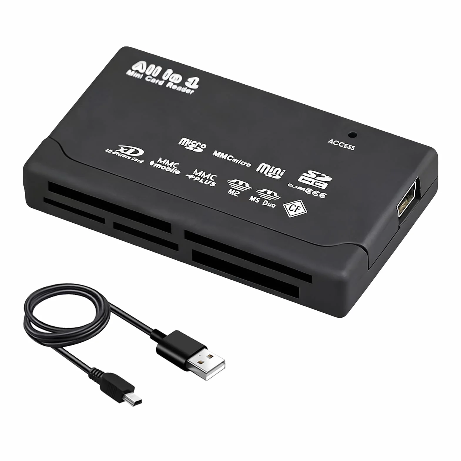 Czytnik kart pamięci, wiele kart, USB 2.0 6 w 1, uniwersalny adapter USB kompatybilny z SD TF CF SDHC MiniSD xD Windows i Mac, prędkość transferu do 480 Mb/s, Plug & Play