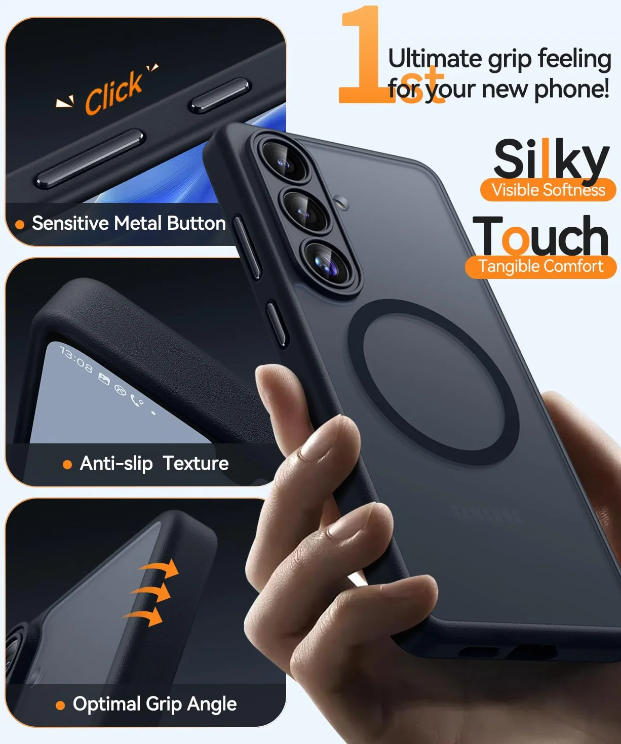 CANSHN Magnetyczne Etui kompatybilne z Samsung Galaxy S26 z Pełną Ochroną Aparatu, Półprzezroczyste Matowe Wstrząsoodporne - Czarny