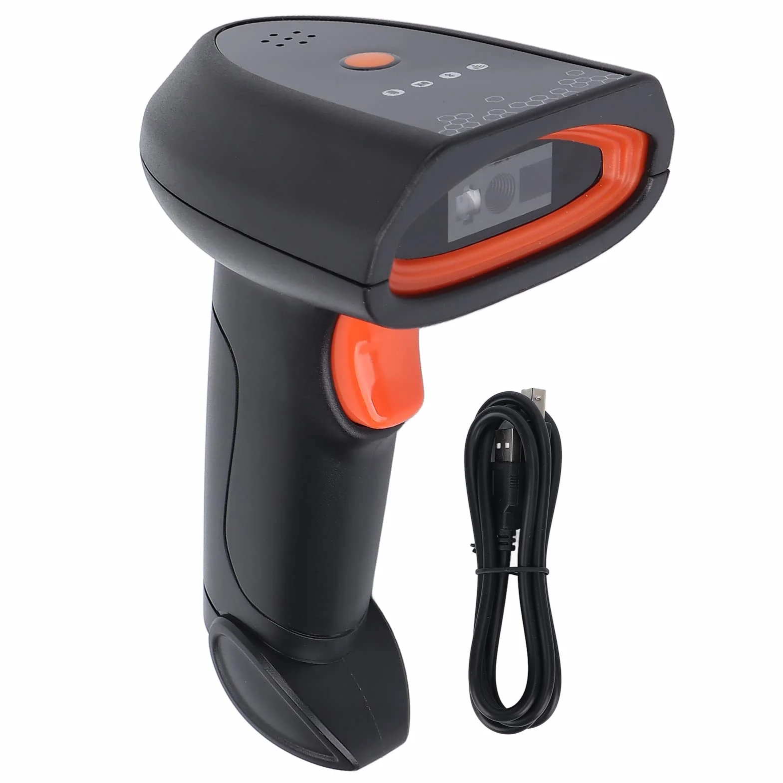 Skaner Kodów Kreskowych, Ręczny Bezprzewodowy Bezprzewodowy Czytnik Kodów Kreskowych 2D Barcode AI Intelligent Voice Broadcast Scanner z Odbiornikiem dla Supermarketu