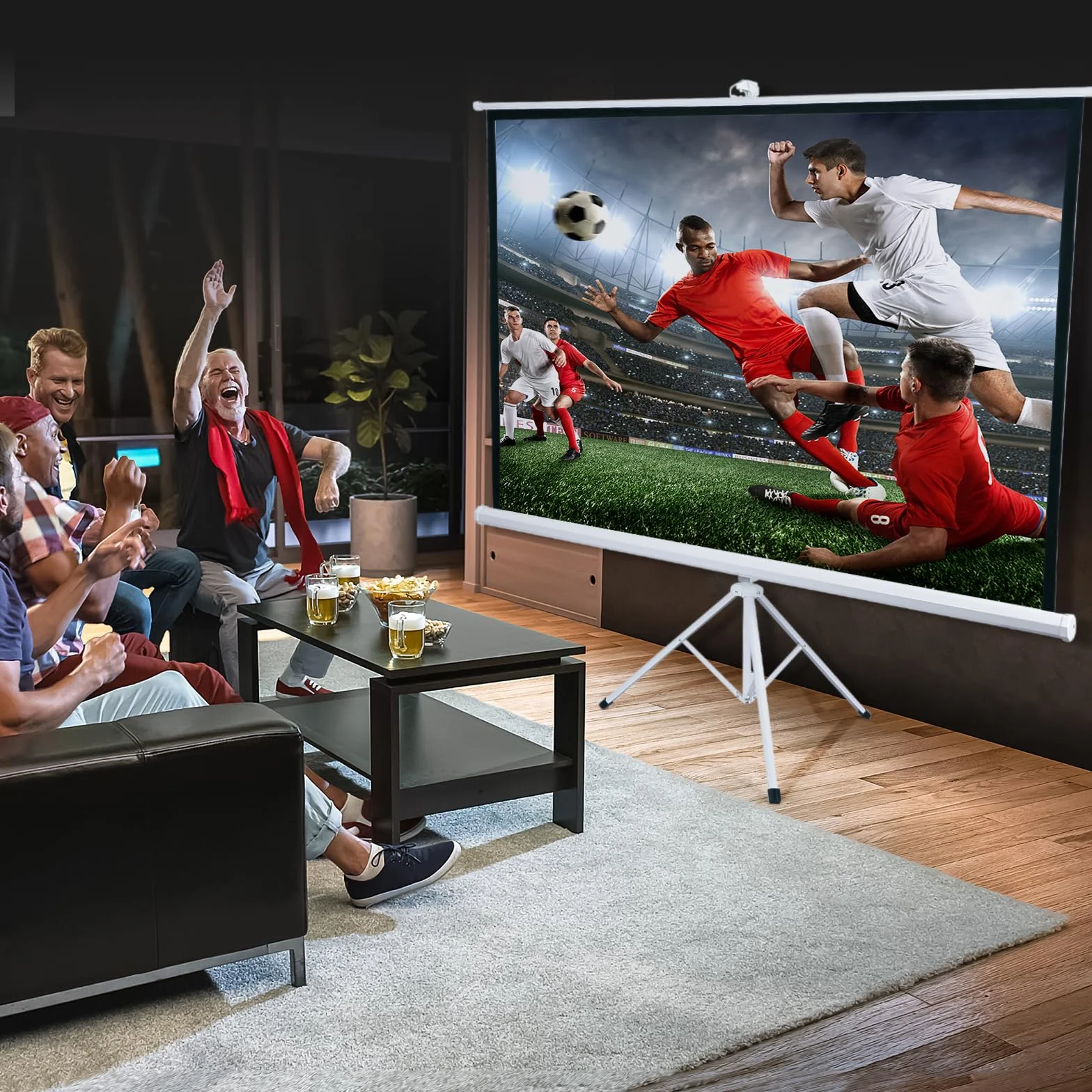 Fabulcozy Ekran projekcyjny ze statywem z regulacją wysokości, 84-calowy projektor wideo 171 L x 131H cm do kina domowego i biznesowego Format 4:3