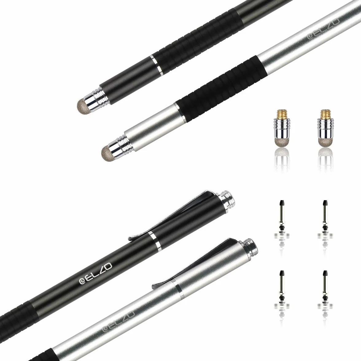 ELZO Rysik do tabletu, 2 sztuki, 3 w 1, do wszystkich telefonów komórkowych/tabletów, iPhone, iPad, Samsung Galaxy, Surface, Lenovo, Huawei, Xiaomi, Chromebook, Android iOS itp