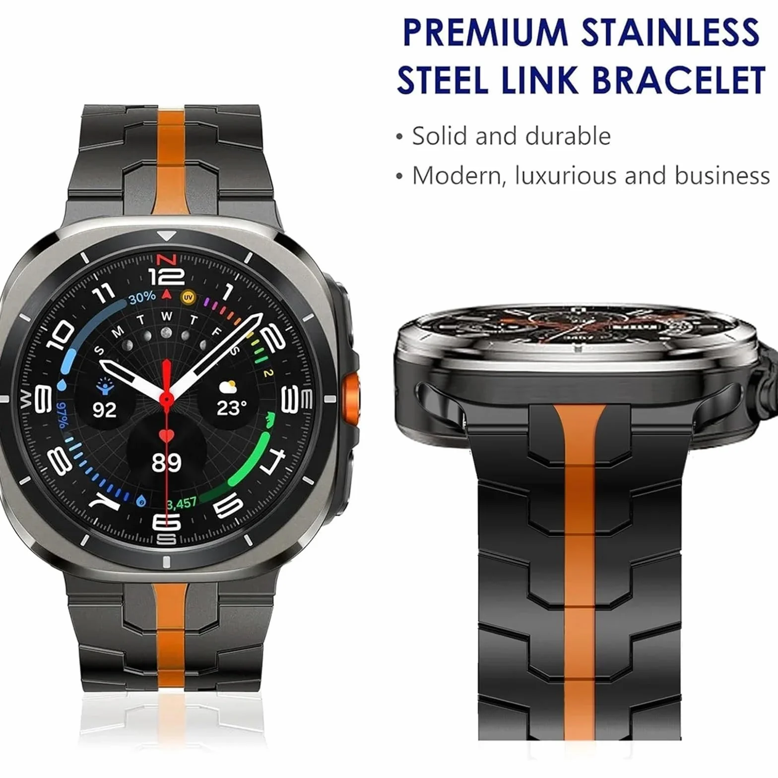Magnetyczne zapięcie pasek ze stali nierdzewnej do Samsung Galaxy Watch 7 Ultra 47 mm luksusowa metalowa opaska na nadgarstek do Galaxy Watch Ultra paski do zegarków