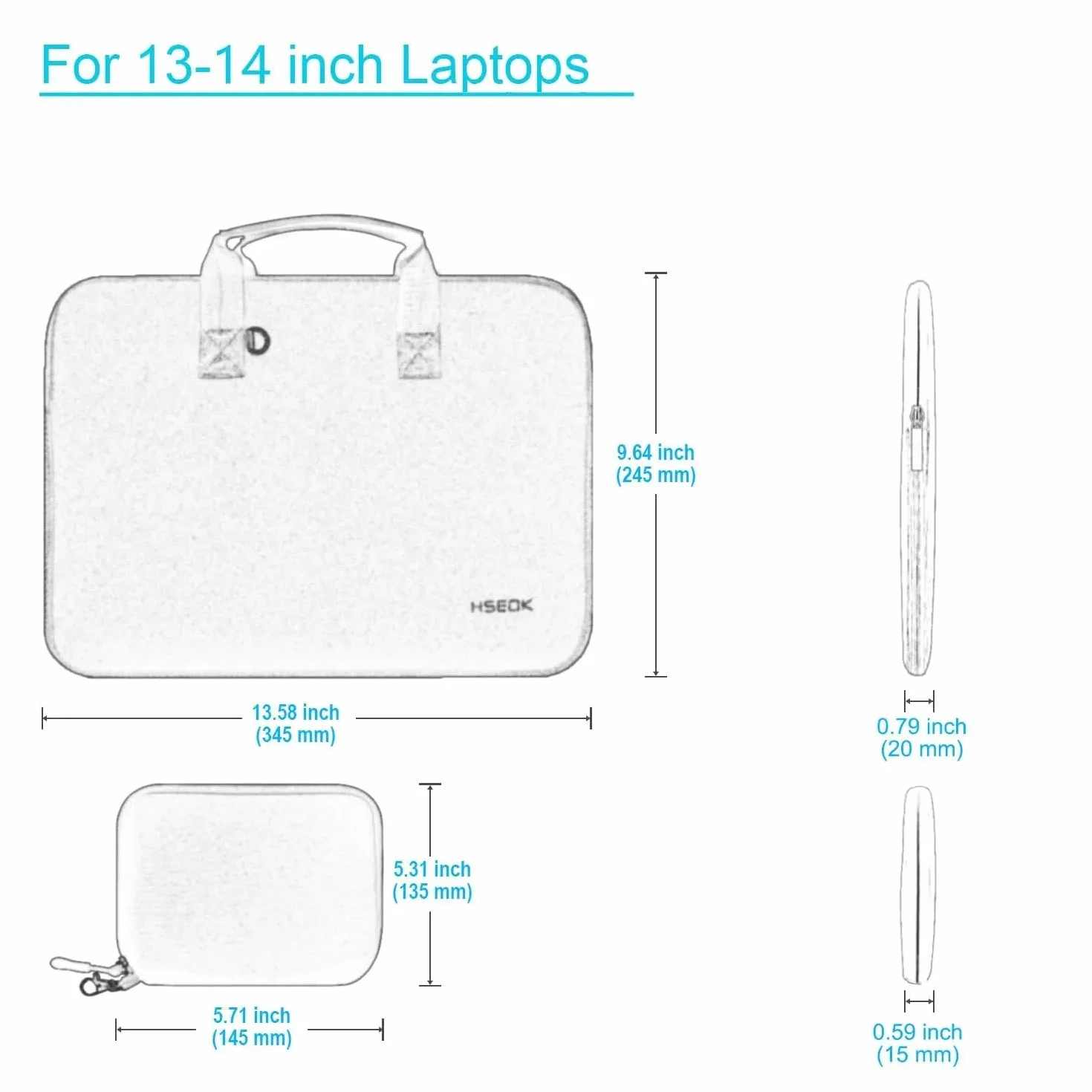 HSEOK Laptop Hülle 14 Zoll mit Kleiner Tasche, Neopren-Computertasche, kompatibel mit MacBook Pro 14" M4/M3/M2/M1 (2025–2021), MacBook Air/Pro 13" und den meisten 14-Zoll-Notebooks