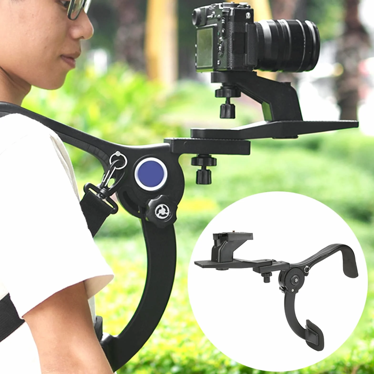 Aparat na ramię uchwyt na ramię inne akcesoria do aparatu SR500 czarny zewnętrzny pasek do aparatu DSLR fotografia ramię amortyzator wspornik stabilizator rig