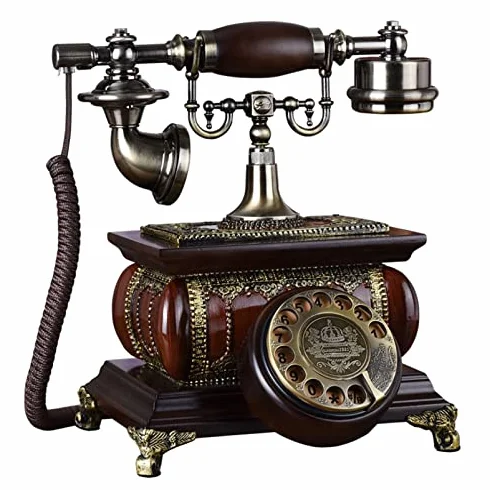 Antyczny telefon stacjonarny, przewodowy telefon retro, dekoracyjny telefon w stylu vintage, do domowego biura, kawiarni, baru, dekoracja - klasyczny styl i elegancki design