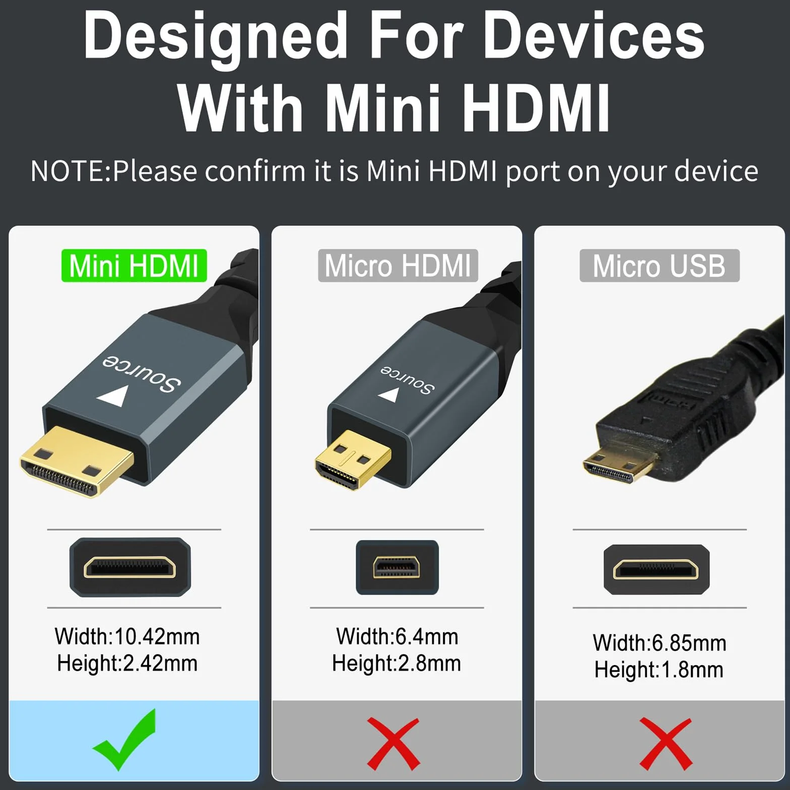 Twozoh Kabel Mini HDMI na VGA 3M, pozłacany i pleciony Mini HDMI VGA (Męski do Męski) kompatybilny z ultrabookami, notebookami, tabletami, aparatami fotograficznymi i kamerami