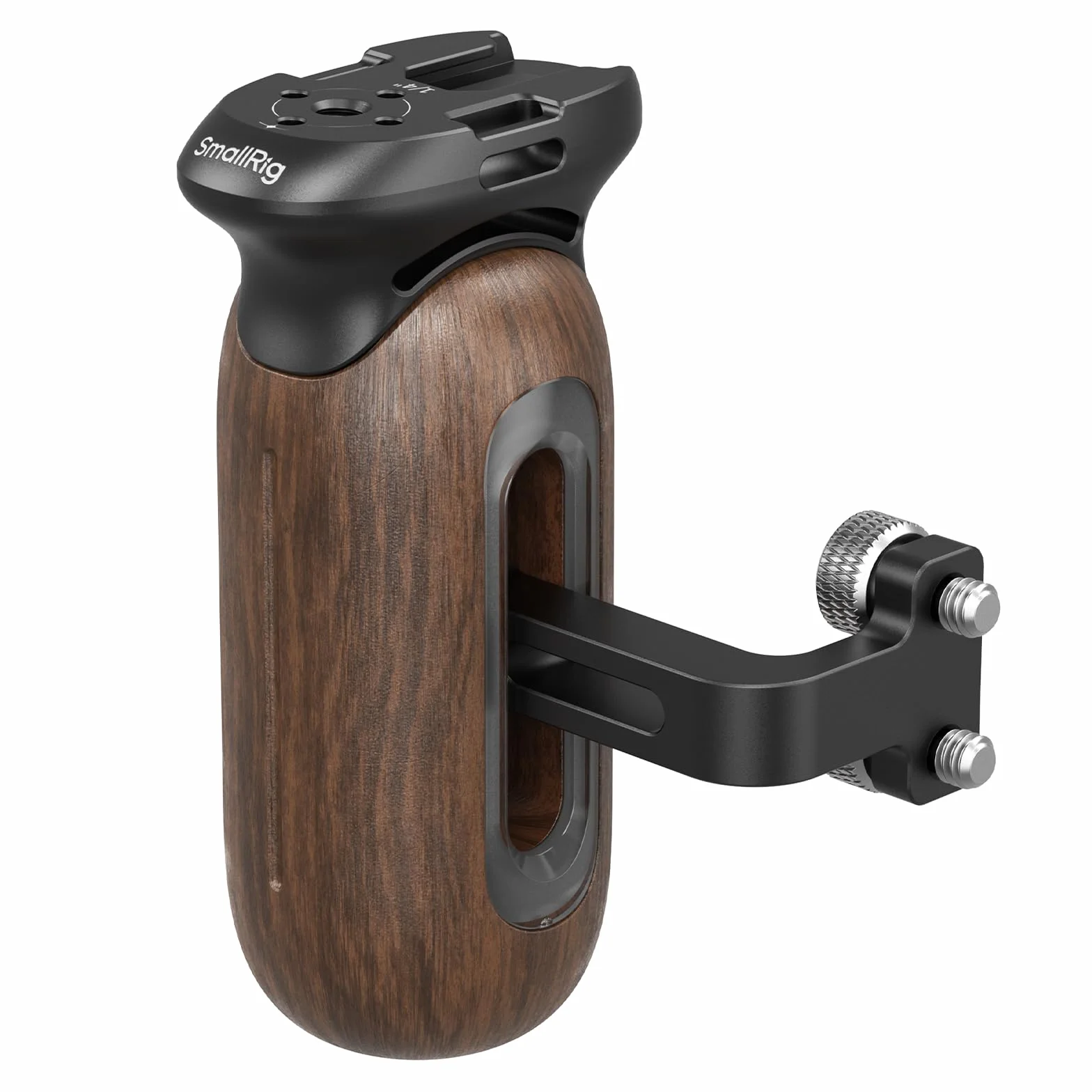 SMALLRIG Drewniany uchwyt boczny do klatek kamerowych z otworami gwintowanymi 1/4"-20, ergonomiczny uchwyt po lewej lub prawej stronie, regulacja pionowa 28 mm / 1,1 cala, udźwig 15 kg / 33,1-5237