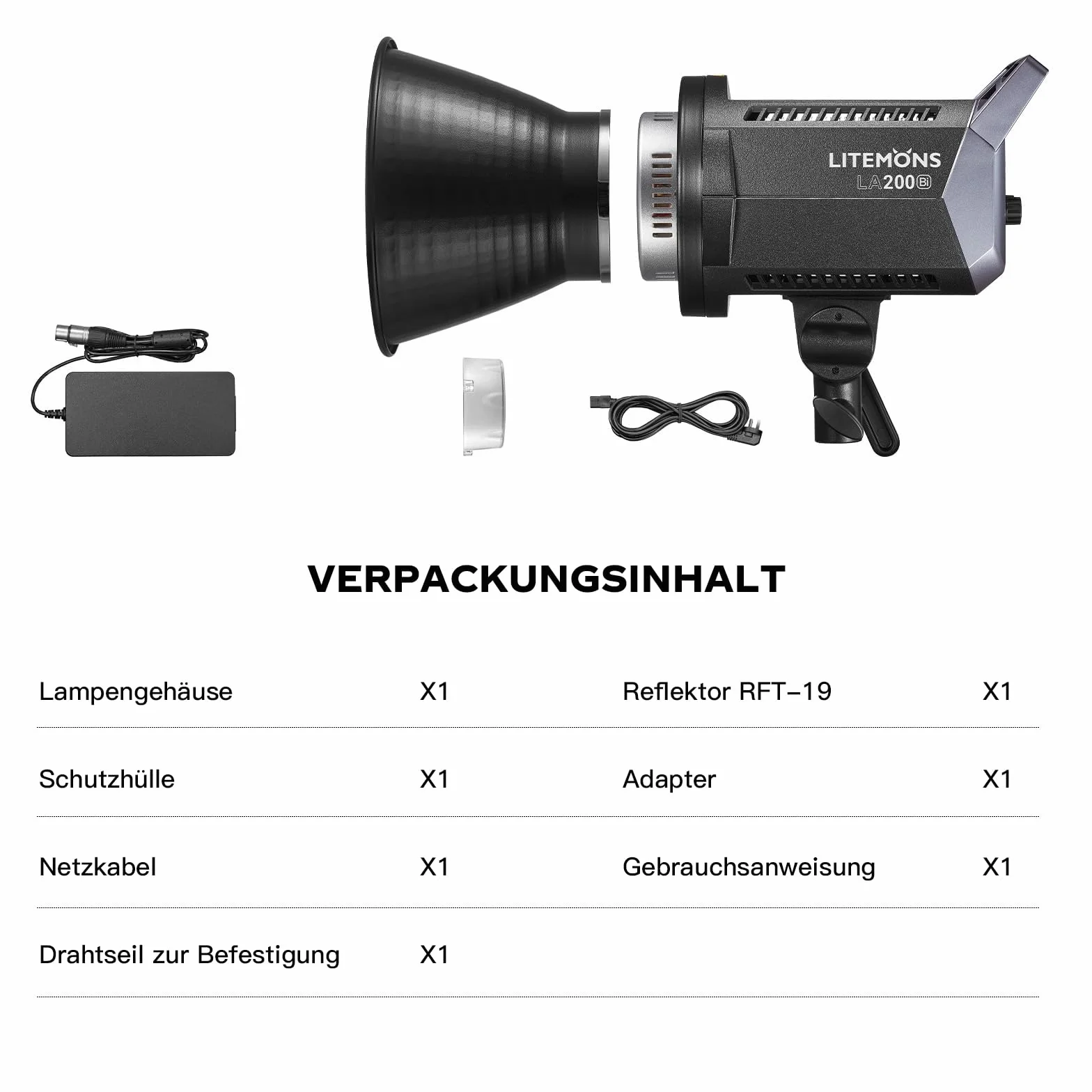 Godox Litemons LA200Bi 230w światło dzienne wideo, dwukolorowe studyjne światło ciągłe 5600K, CRI 96+ TLCI 97+, 101000lux z 8 efektami FX Mocowanie Bowens i sterowanie APP do transmisji na żywo, wideo