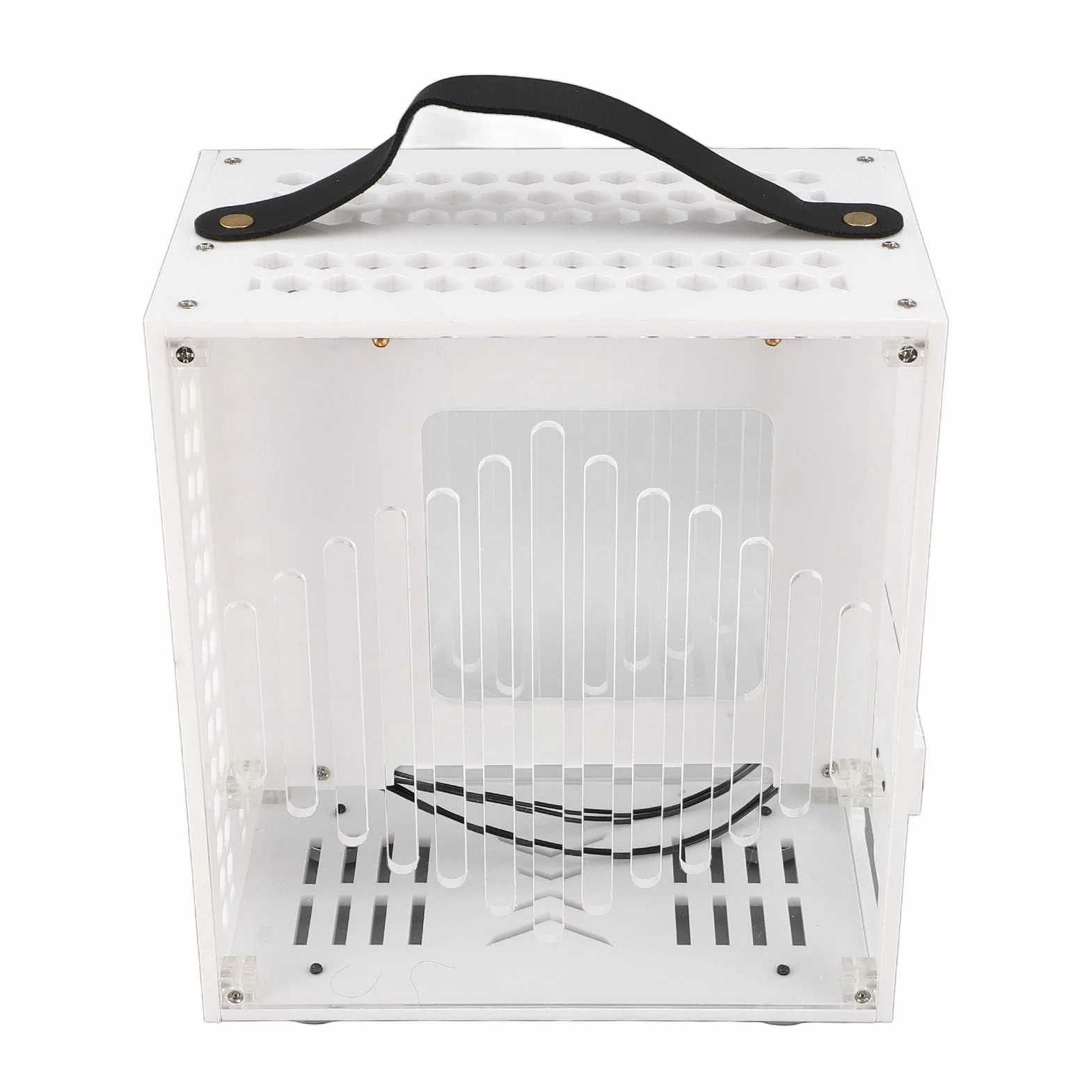 Alomejor Miniaturowa Obudowa Komputera ITX Przenośna, Kompaktowa Obudowa na Biurko do Samodzielnego Grania z Przezroczystymi Panelami Akrylowymi 23x20,5x12cm (WHITE)