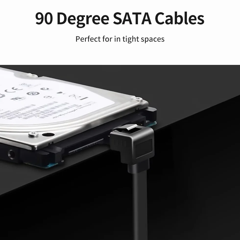1 x kabel SATA III 18", 6 Gb/s, sztywny kąt 90°, dysk twardy SATA, SSD, odtwarzacz CD, nagrywarka CD, czarny
