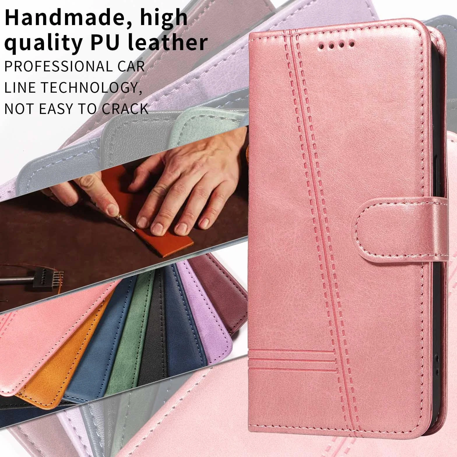 Etui z klapką do Samsung Galaxy S25 Ultra/S25 Plus/S25, skórzane etui portfelowe na telefon z stojakiem na karty, etui foliowe, odporne na wstrząsy, tworzywo TPU, kolor różowy, S25 Ultra