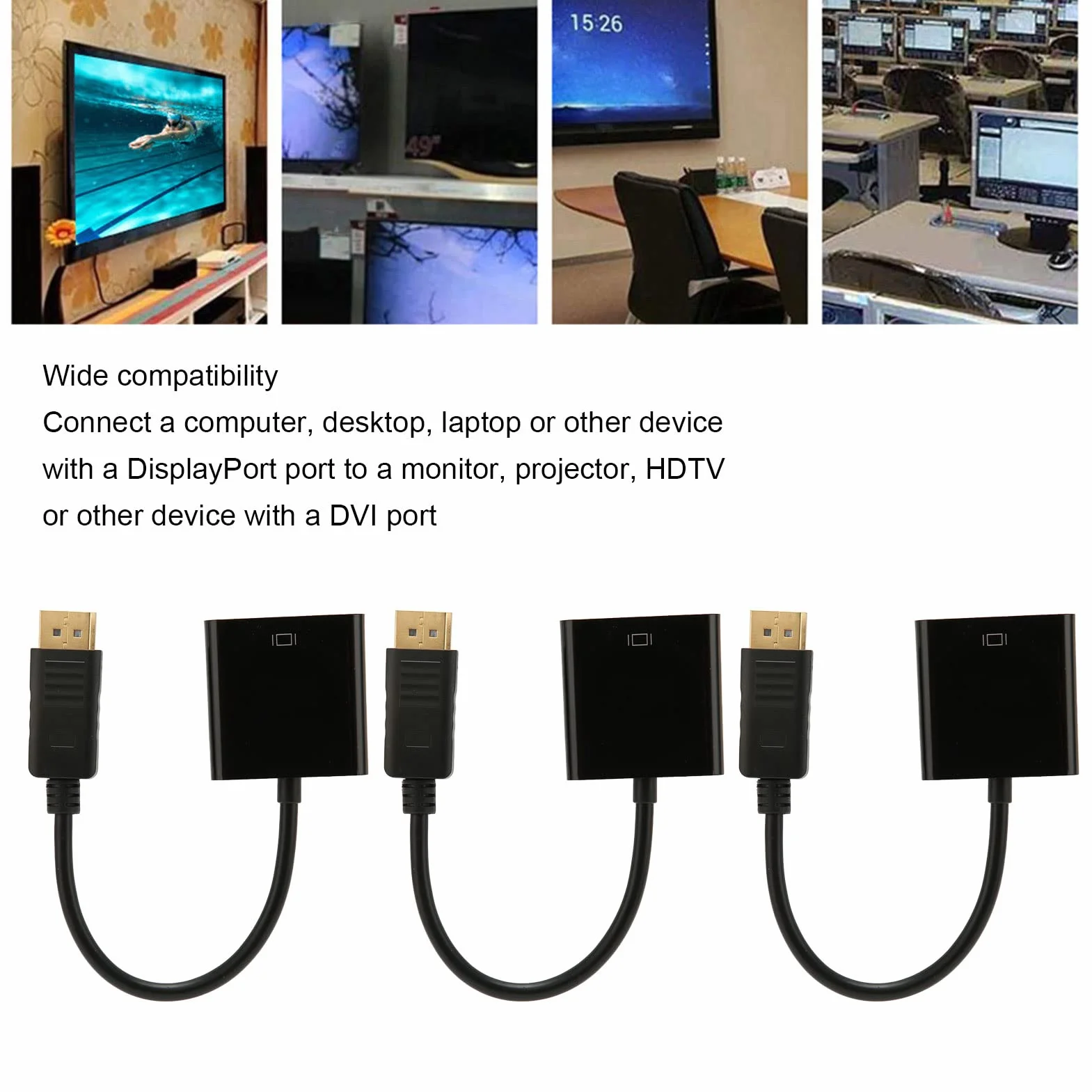 3 szt. Adapter DisplayPort na DVI 4K HD 1080P Mini DP na Kabel Adaptera DVI do Laptopa PC HDTV