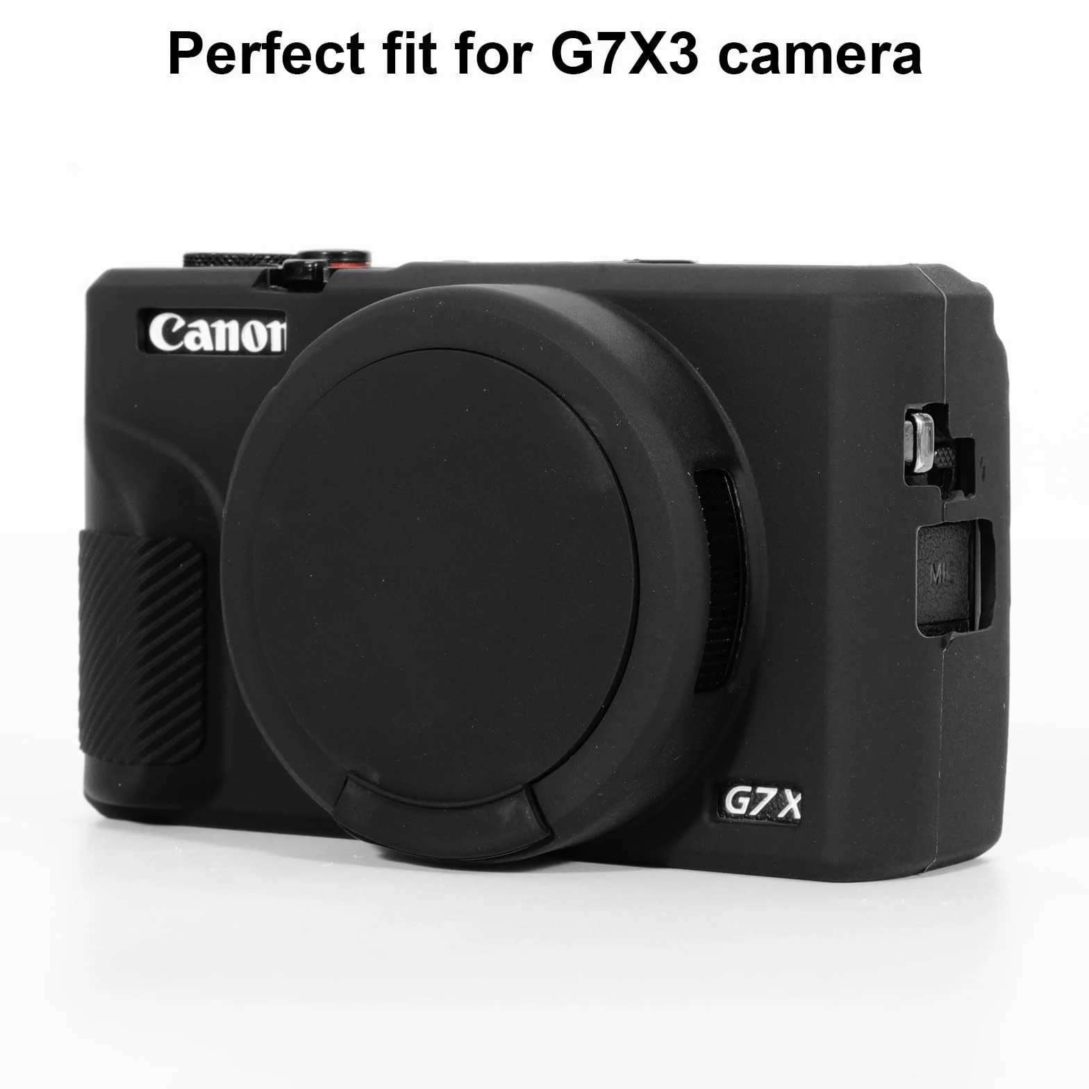 Silikonowe etui ochronne do Canon G7X Mark III / G7X3, akcesoria z 2 sztukami folii ochronnej na wyświetlacz, zdejmowana osłona obiektywu do aparatu cyfrowego Canon G7X Mark III/G7X3
