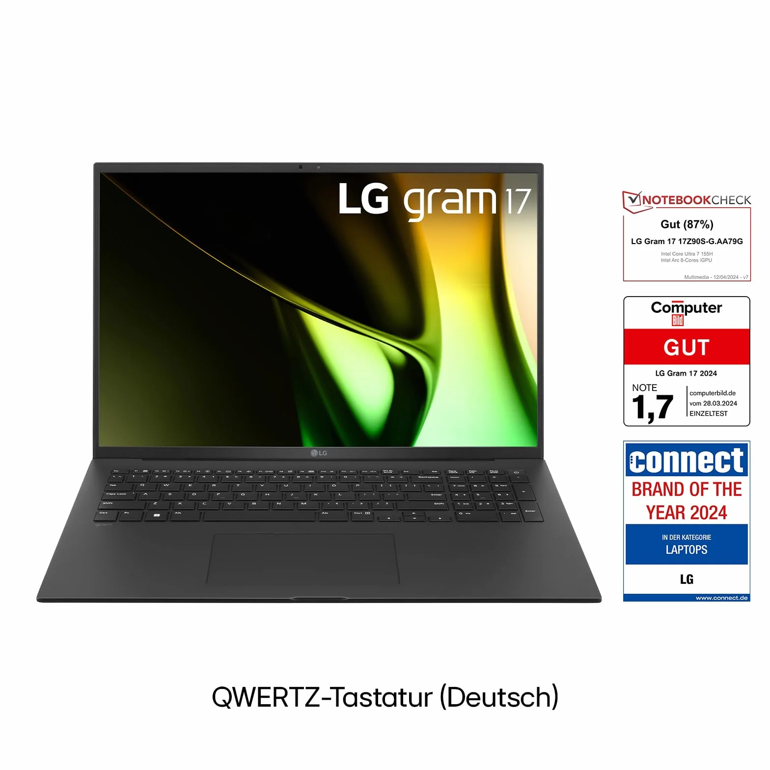LG 2024 g notebook o przekątnej ekranu 17" – 1350 g Intel Core Ultra7 laptop (16 GB RAM, 1 TB Dual SSD, czas pracy baterii 21,5 h, wyświetlacz IPS Anti-Glare, Win 11 Home), czarny