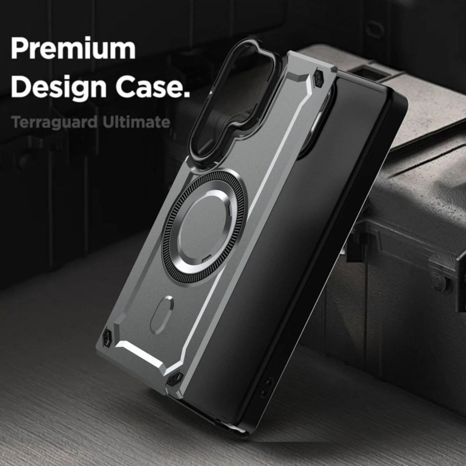 Magnetyczne etui do Samsung Galaxy S26 Ultra/S26+/S26, ramka na obiektyw z klapką stojak etui do ładowania bezprzewodowego odpornego na wstrząsy etui, szary, S26+