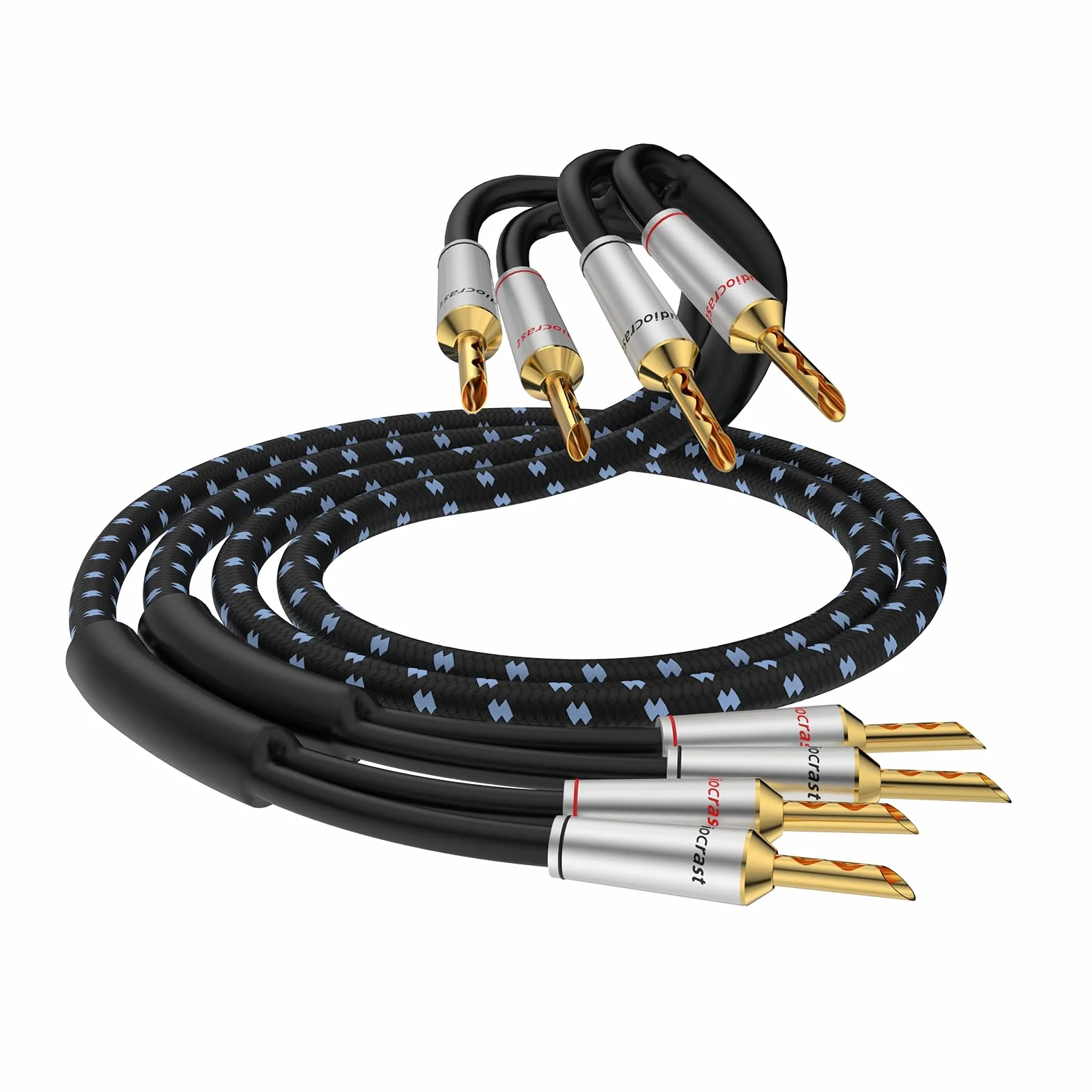 Tertullus 1 para wysokiej klasy kabel do głośników OFC, 3 m, posrebrzany z wtyczką bananową Hi-Fi, kabel do głośników do kina domowego i systemu Hi-Fi