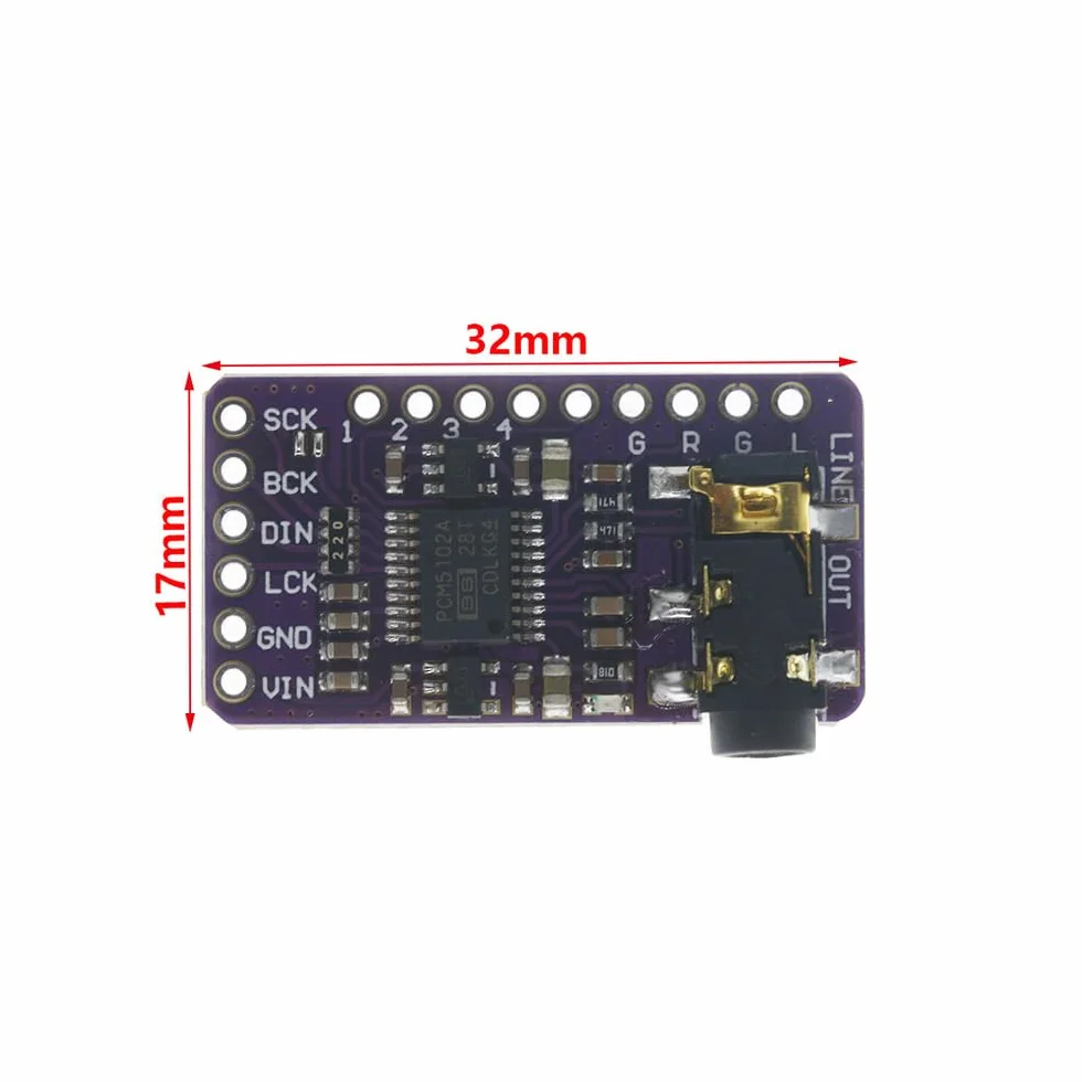 Moduł PCM5102 Audio DAC Decoding Board Cyfrowo-analogowy konwerter Bezstratny cyfrowy moduł audio odpowiedni do Arduino Voice Module