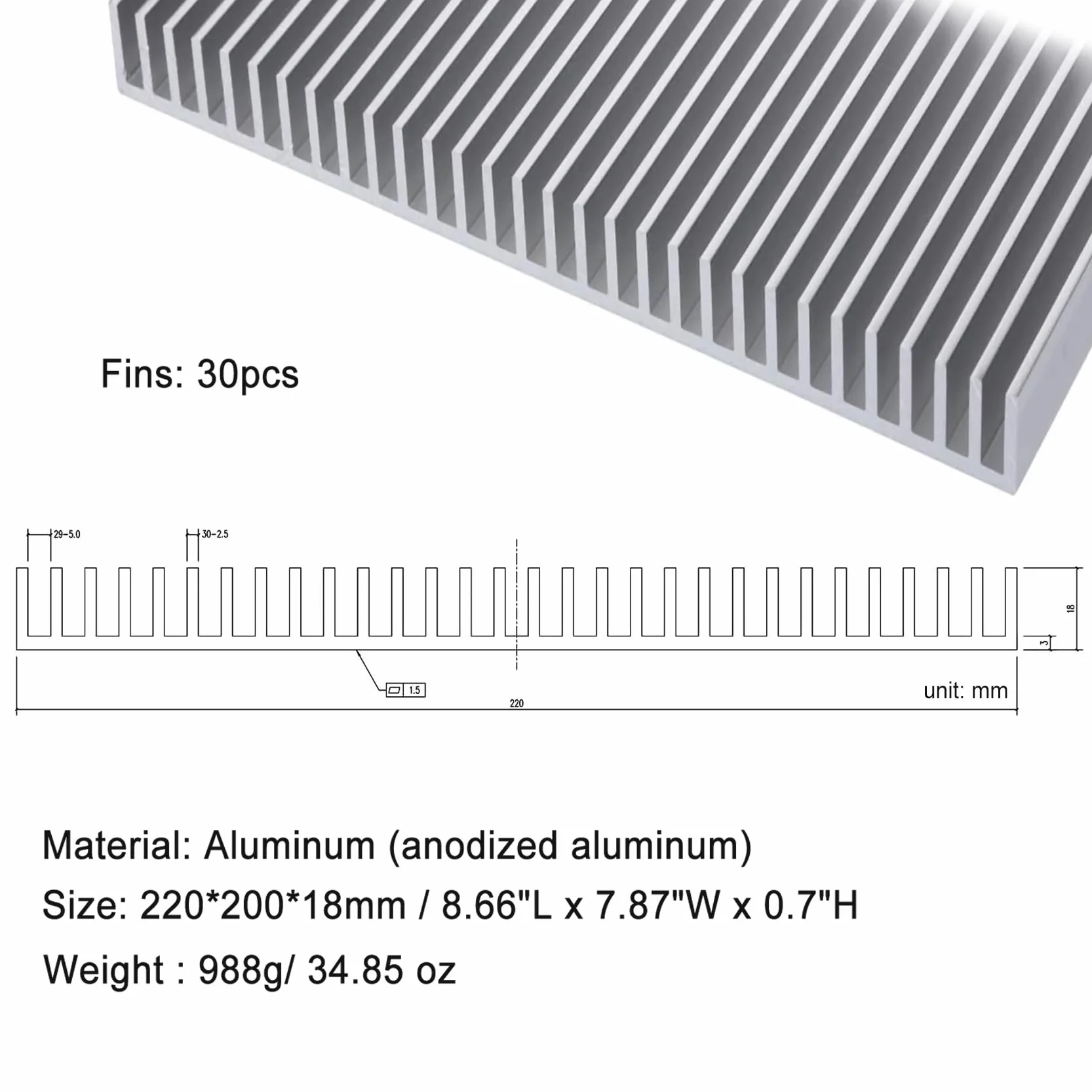 Radiator (200 x 220 x 18 mm)