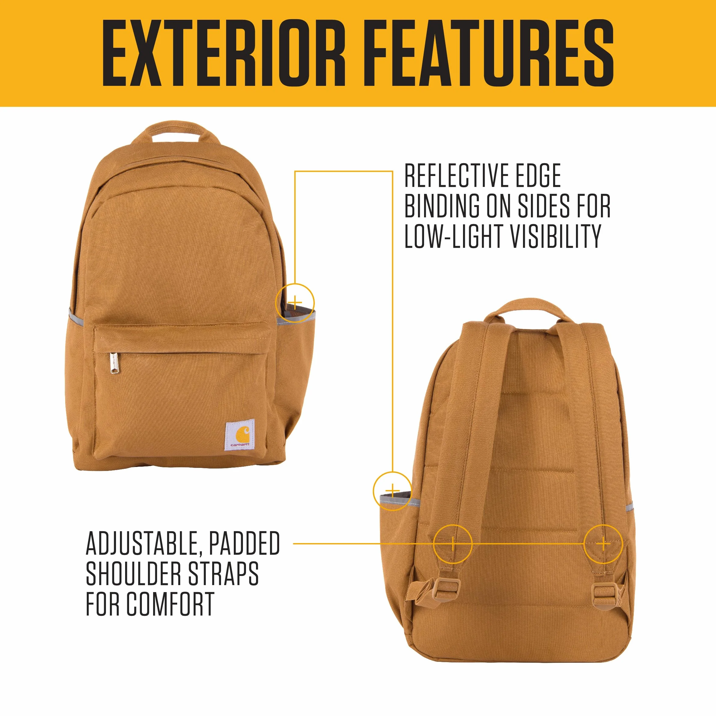 Carhartt Unisex-Adult 21l klasyczny plecak na laptopa, trwa?y, wodoodporny plecak z pokrowcem na laptopa, Carhartt brown, rozmiar uniwersalny