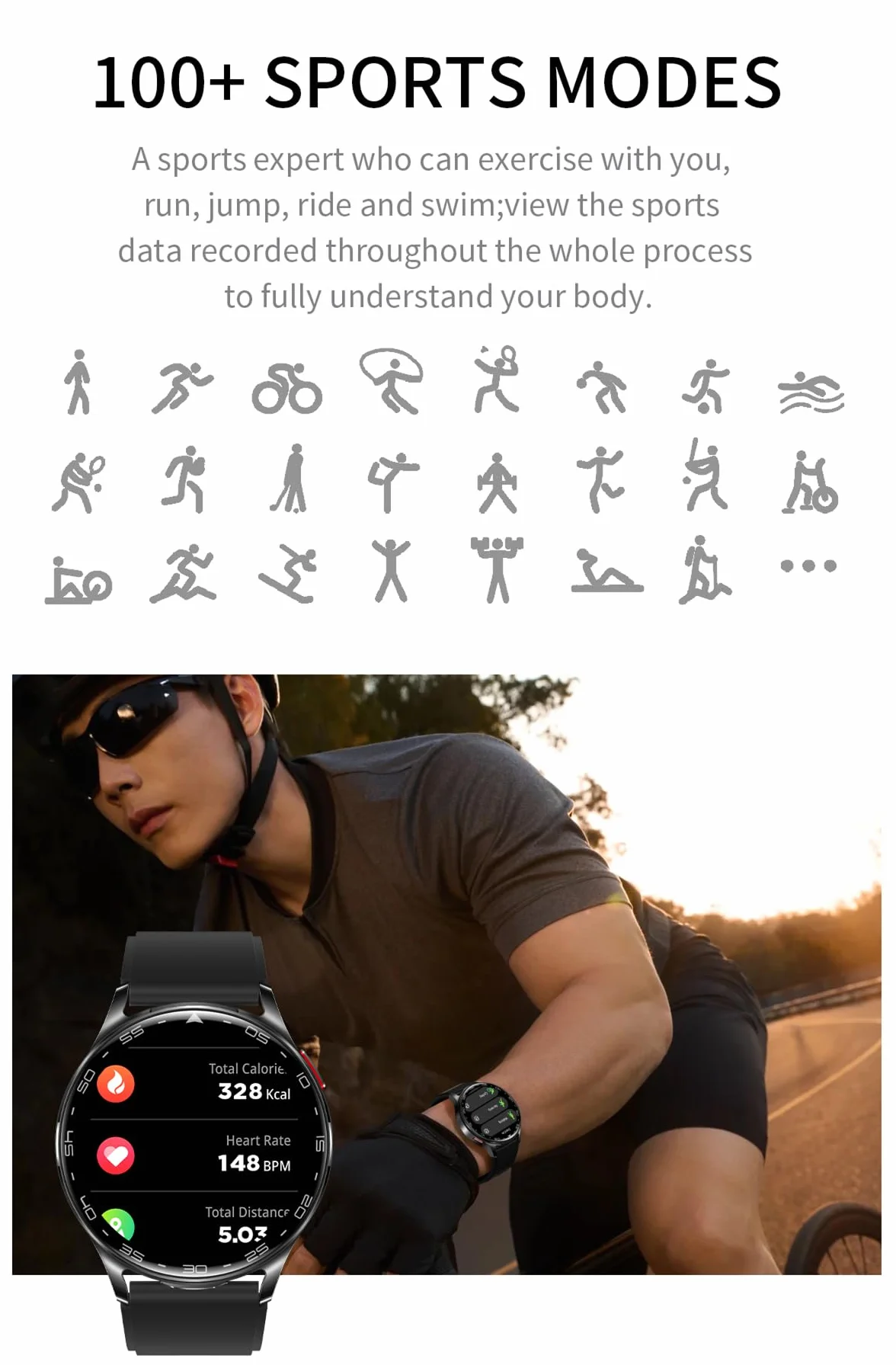 Zephyrion Inteligentny zegarek ze słuchawkami dousznymi do systemu Android iOS, okrągły zegarek sportowy ze słuchawkami Bluetooth, przypomnieniami o wiadomościach, monitorem snu z tlenem we krwi