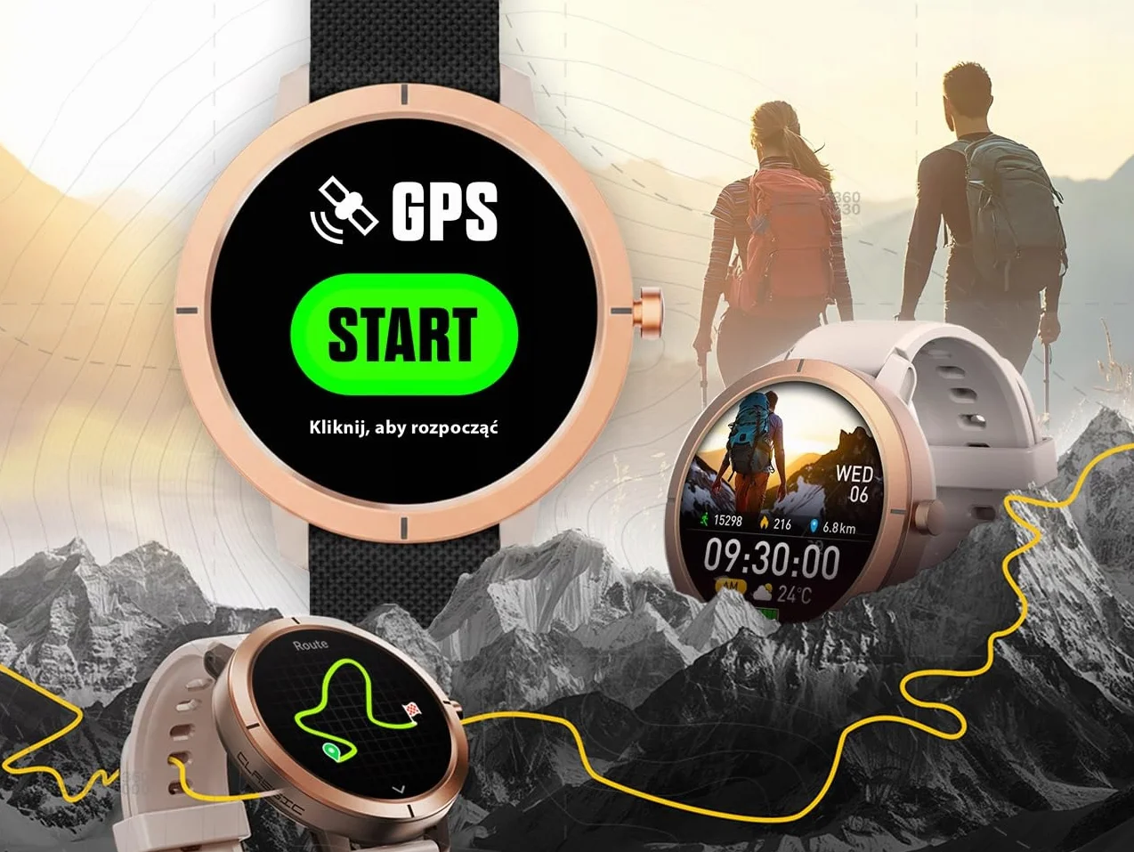 SMARTWATCH DAMSKI WODOODPORNY ZEGAREK MENU PL GPS AMOLED PULS SPORT 4 PASKI