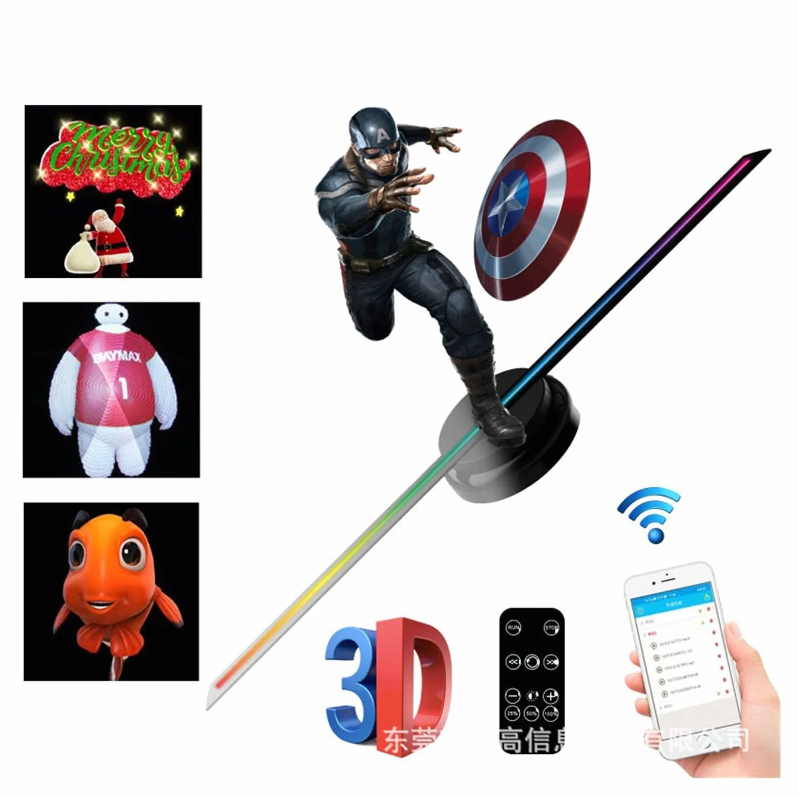Hologram 3D, Naked Eye 3D Projekcja holograficzna zawieszona projektor obrotowy obrazowanie maszyny reklamowej Ekran wentylatora LED Lampa stereo Idealne NarzęDzie Reklamowe
