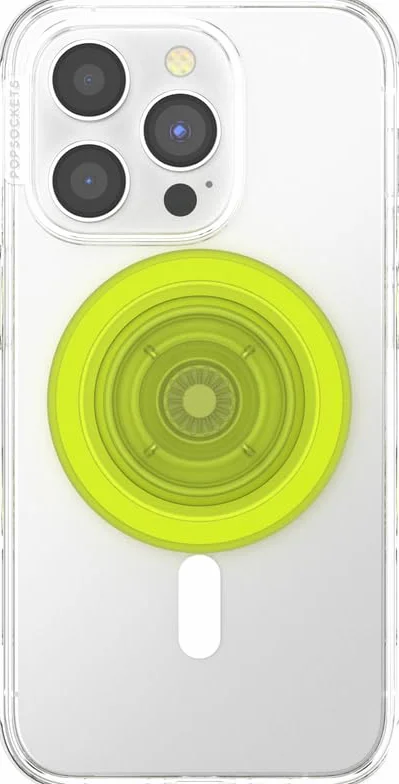 PopSockets Phone Grip for MagSafe, Secure Magnetic Phone Grip & Stand, Hands-Free Kickstand, Wireless Charging Compatible - Chartreuly Translucent Glow in The Dark