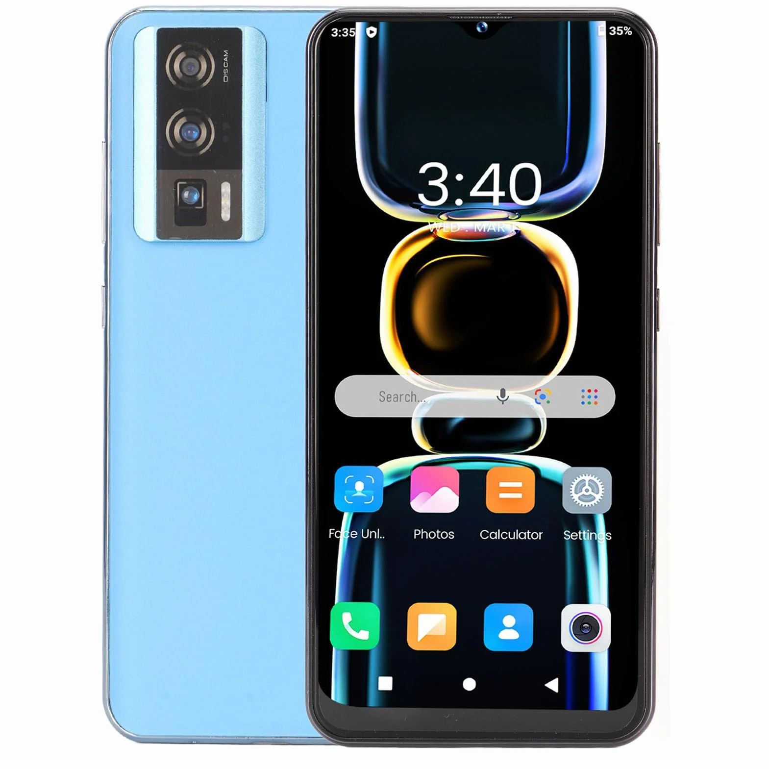 Odblokowany Smartfon, Wyświetlacz HD o Przekątnej 6,54 Cala, 8 GB RAM 256 GB ROM, Octa Core, Aparat 32 MP, Odblokowanie twarzą 16 MP,12, GPS, 4G 5G WIFI, Trwała Bateria (BLUE)