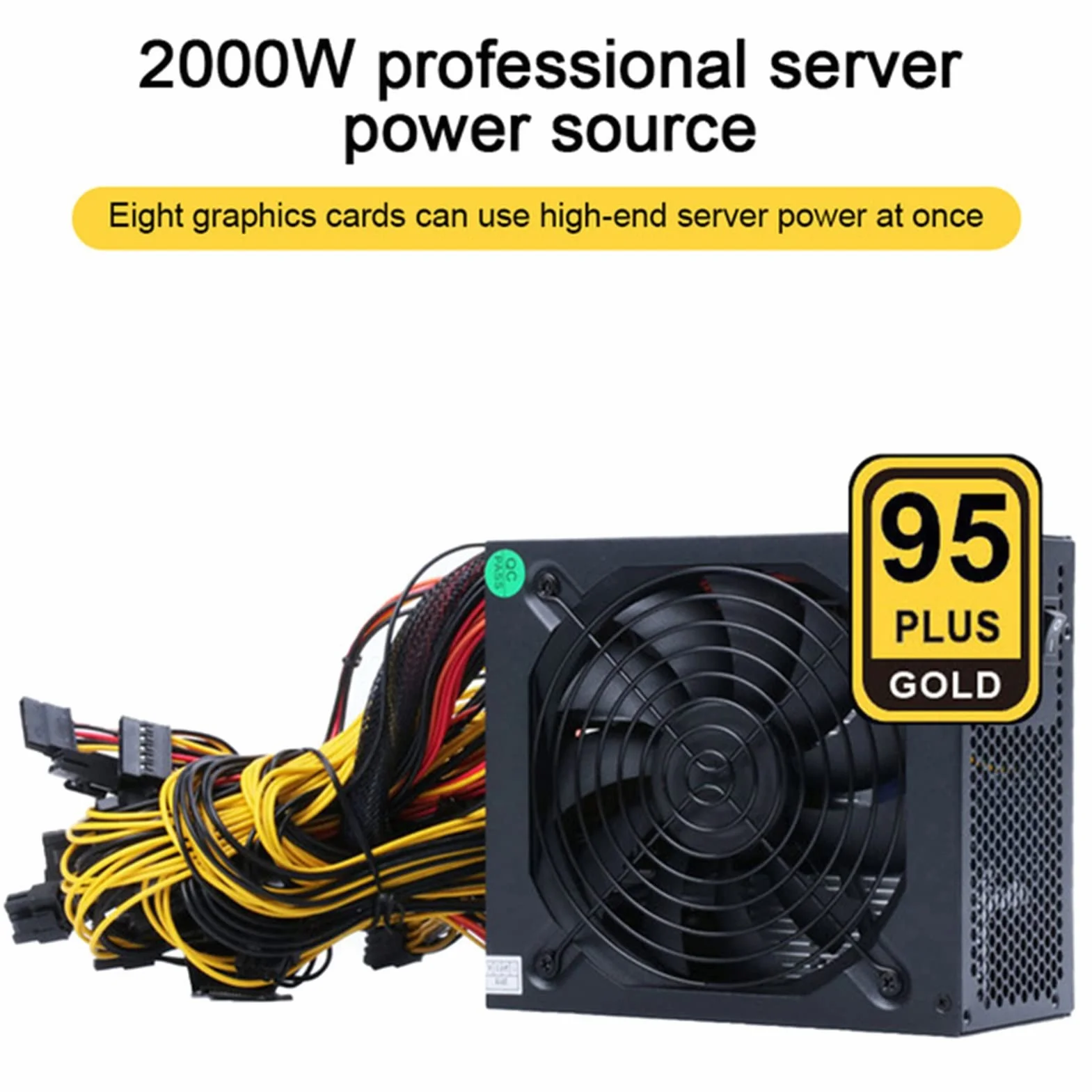 1800 W do 2000 W 110 V-220 V ATX ETH zasilacz górniczy Bitcoin 95% wydajności obsługa 8 kart graficznych GPU dla BTC Bitcoin Miner (1800-2000 W A US)