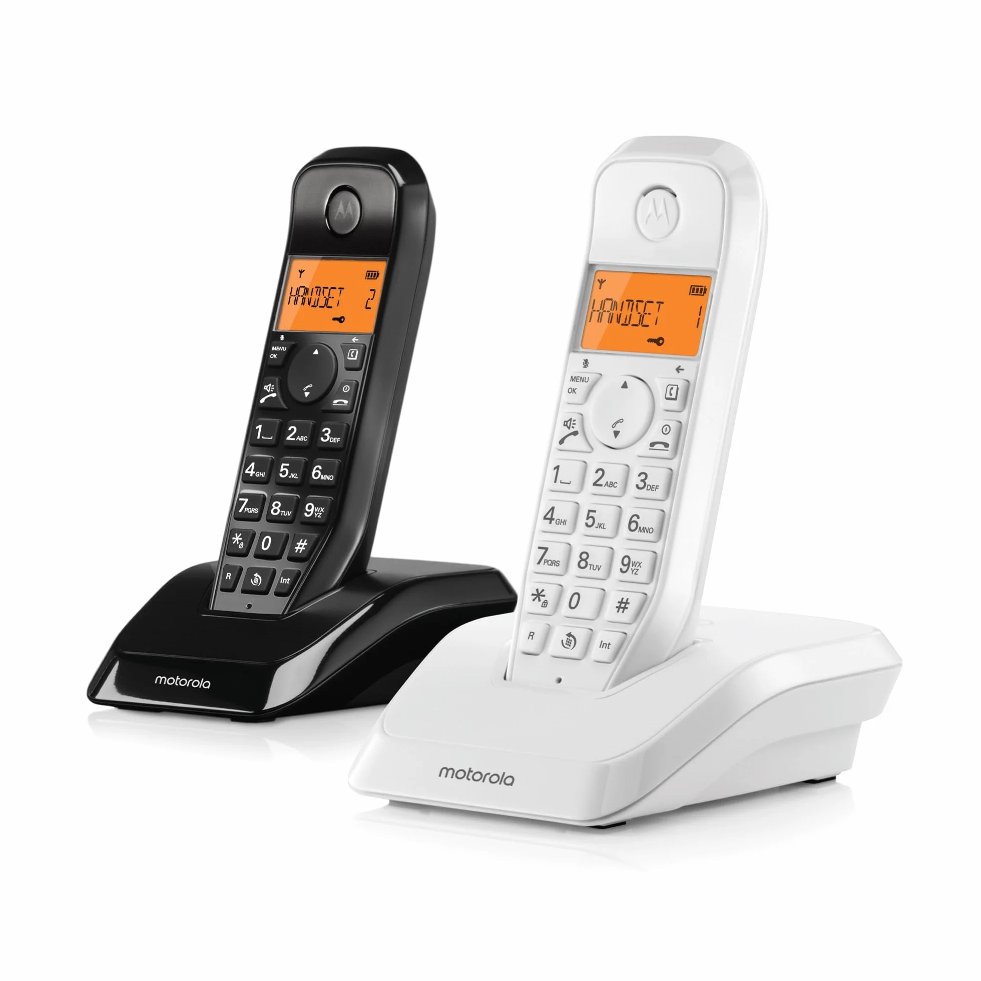 Motorola Voice - S1202 Cyfrowy telefon bezprzewodowy seria S12 z blokowaniem połączeń i funkcją Nie przeszkadzać, głośnomówiący, książka telefoniczna do 50 nazw i numerów, czarno-biały