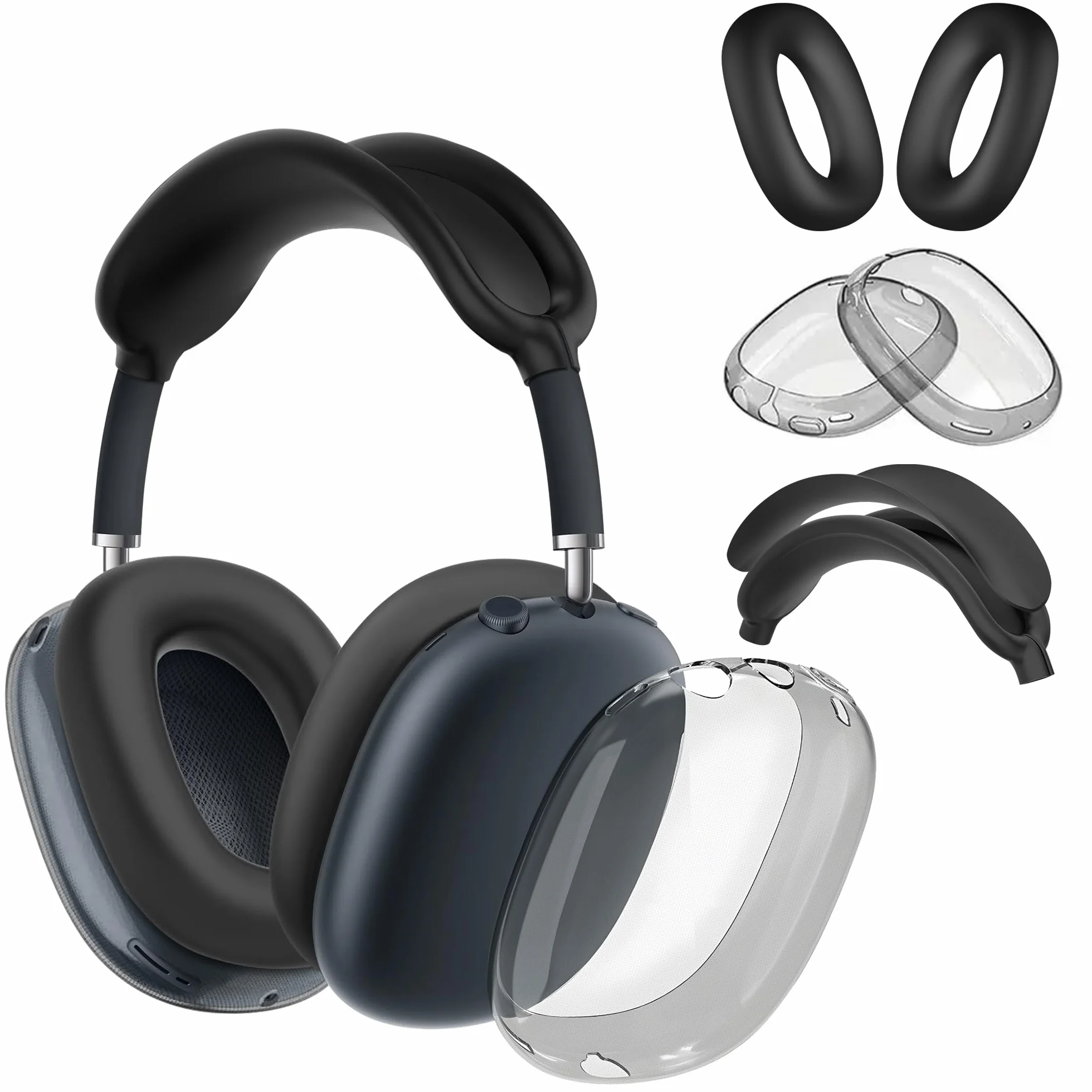 Etui ochronne silikonowe 4 w 1 do AirPods Max 1/2, nauszniki, akcesoria do słuchawek - czarne