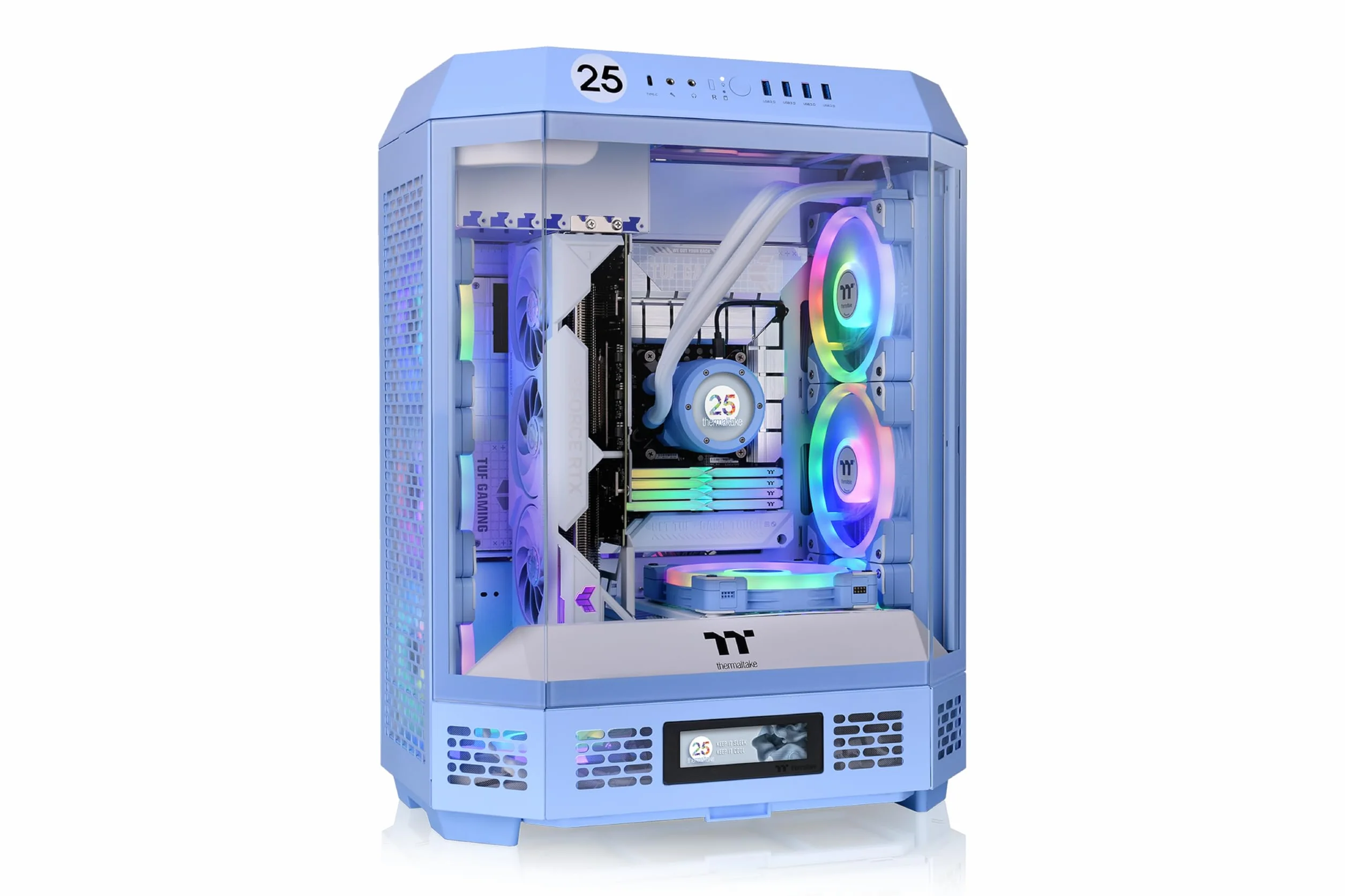 Obudowa Tower 600 Hydrangea Blue Mid-Tower ATX; 3 panele ze szkła hartowanego; wsparcie płyty głównej z ukrytym złączem; obrotowe gniazda PCI-e; CA-1Z1-00MFWN-00; 3 lata