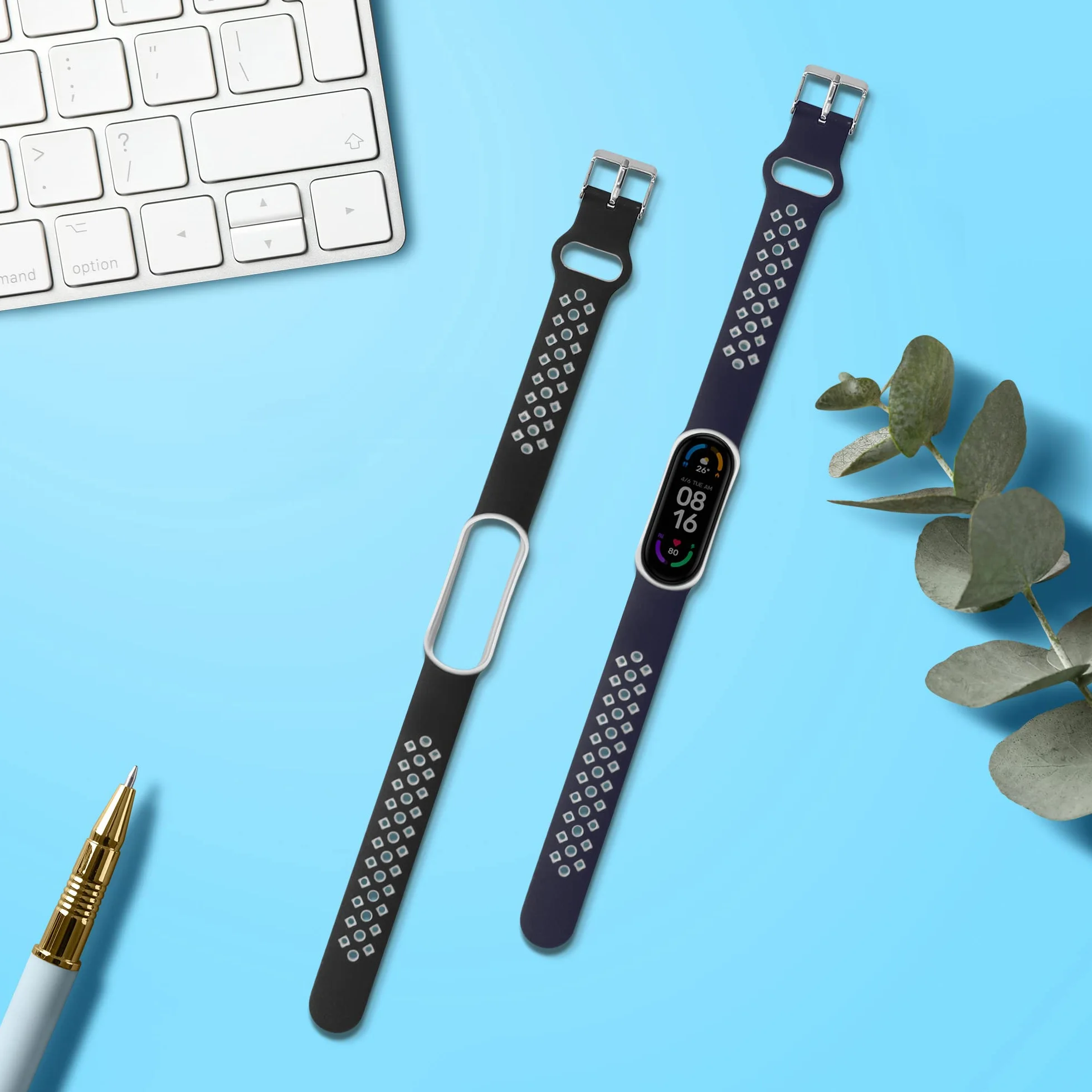 kwmobile 2 x pasek TPU silikonowa klamra kompatybilna z Xiaomi Mi Smart Band 6 / Mi Band 6 / Band 5 Pasek - paski 15,5-22 cm, L, silikon TPU
