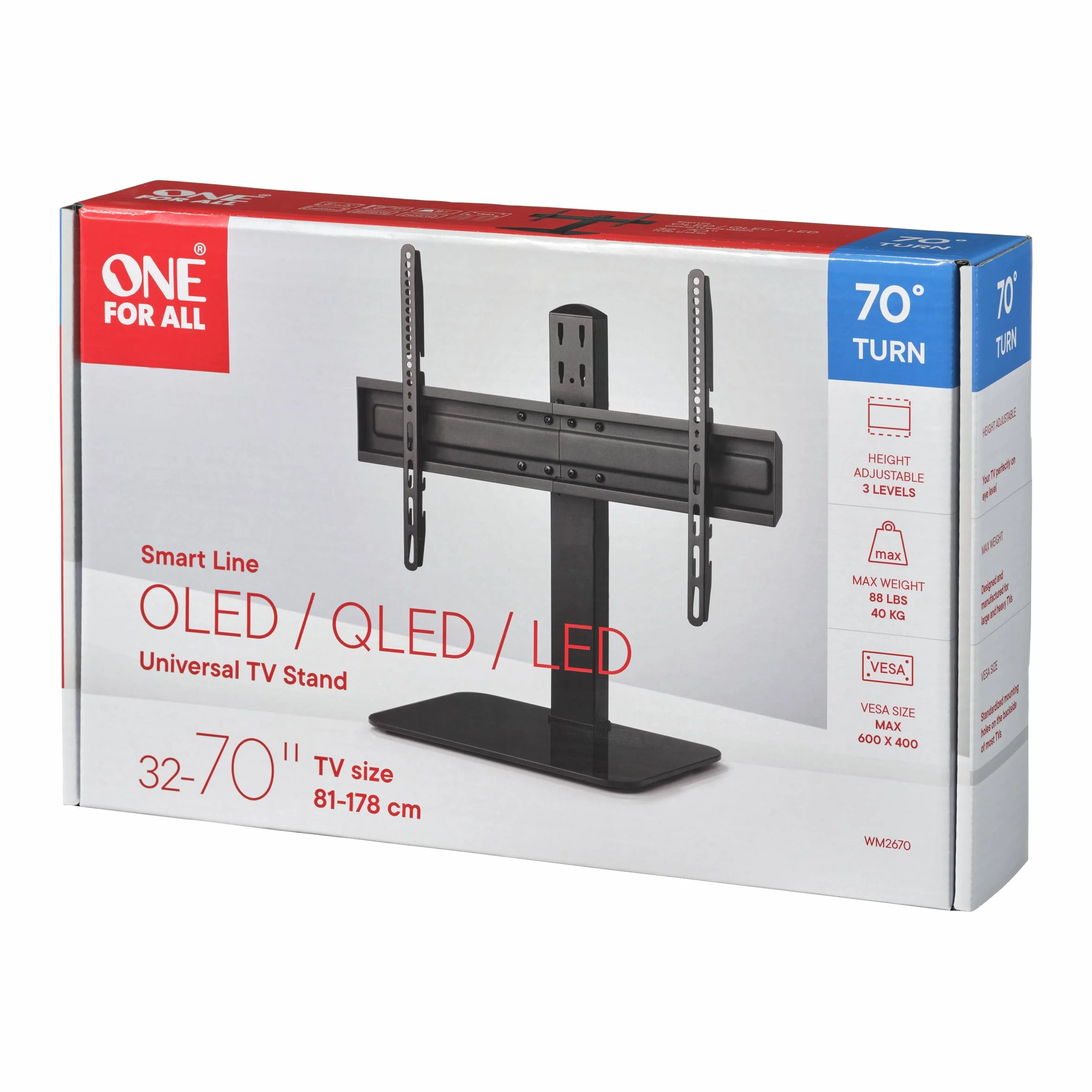 One For All WM2670 Uniwersalny stojak pod telewizor Smart Turn Vesa 600 x 400 Czarny