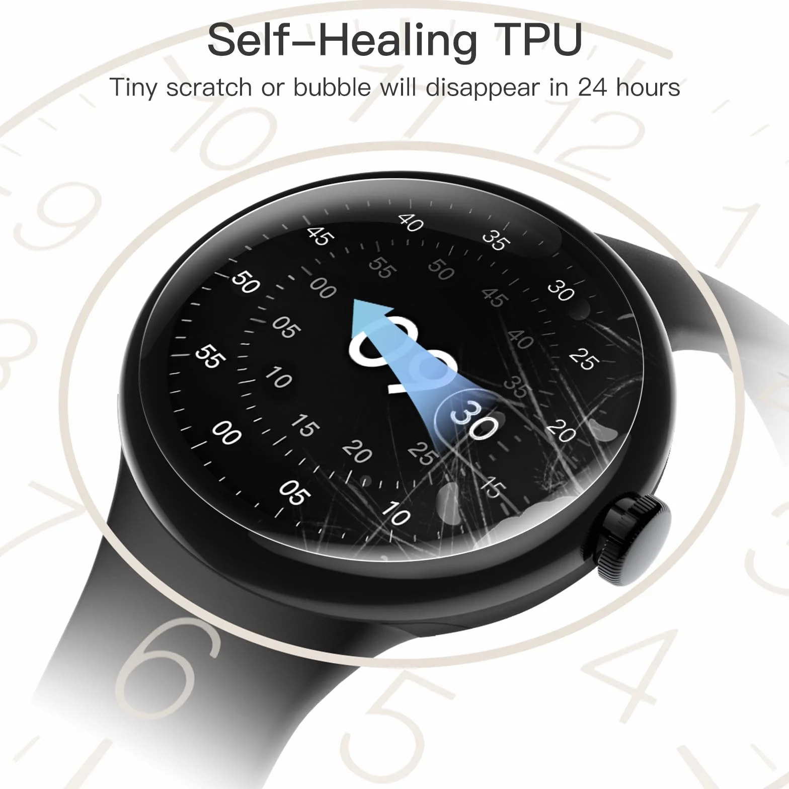 JETech Ochraniacz Ekranu dla Google Pixel Watch 4/3 45mm (Tylko Ochrona Ekranu 41mm), Antyzarysowania Samoleczący Miękki Folia TPU, HD Wyczyść, 6 Sztuki