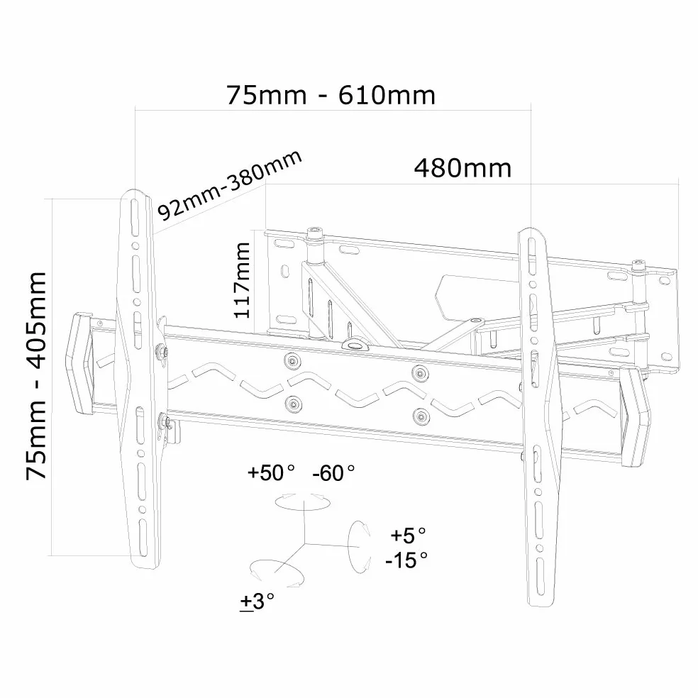 NewStar LED-W560 uchwyt ścienny LCD 82 cm (32 cale) do 152 cm (60 cali) czarny